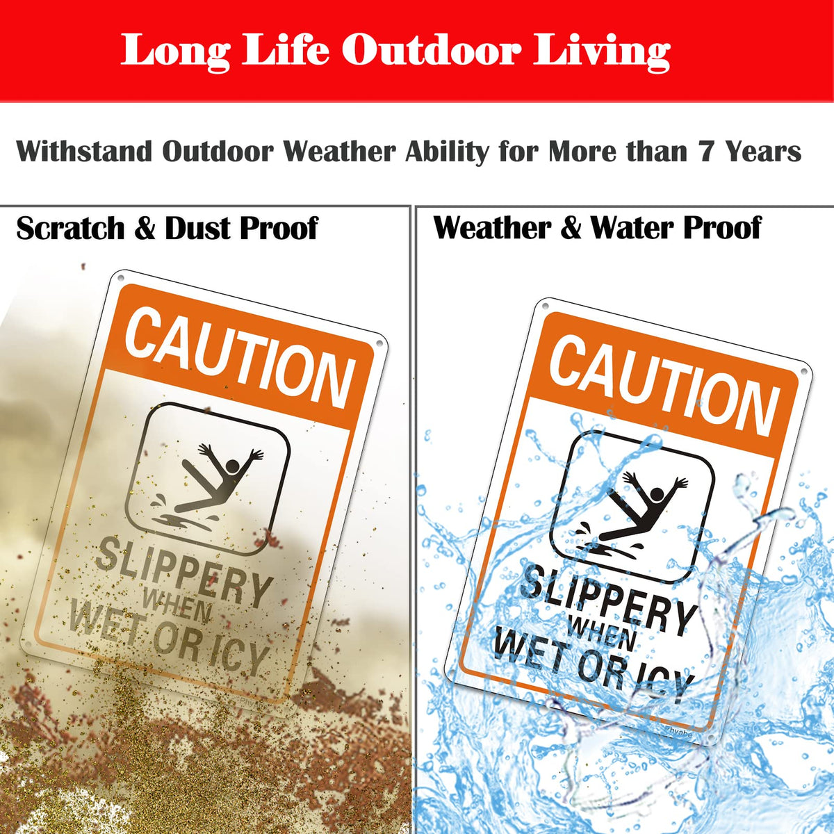 2 Pack Caution Slippery When Wet or Icy Sign (2 Count)