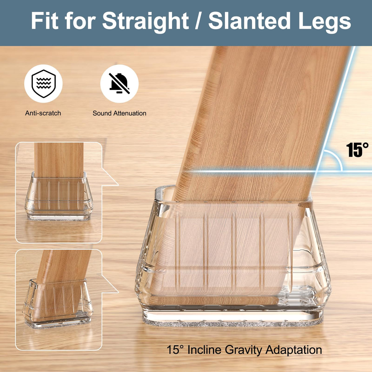24PCS Rectangular Chair Leg Floor Protectors for Hardwood Floors (24 Count)