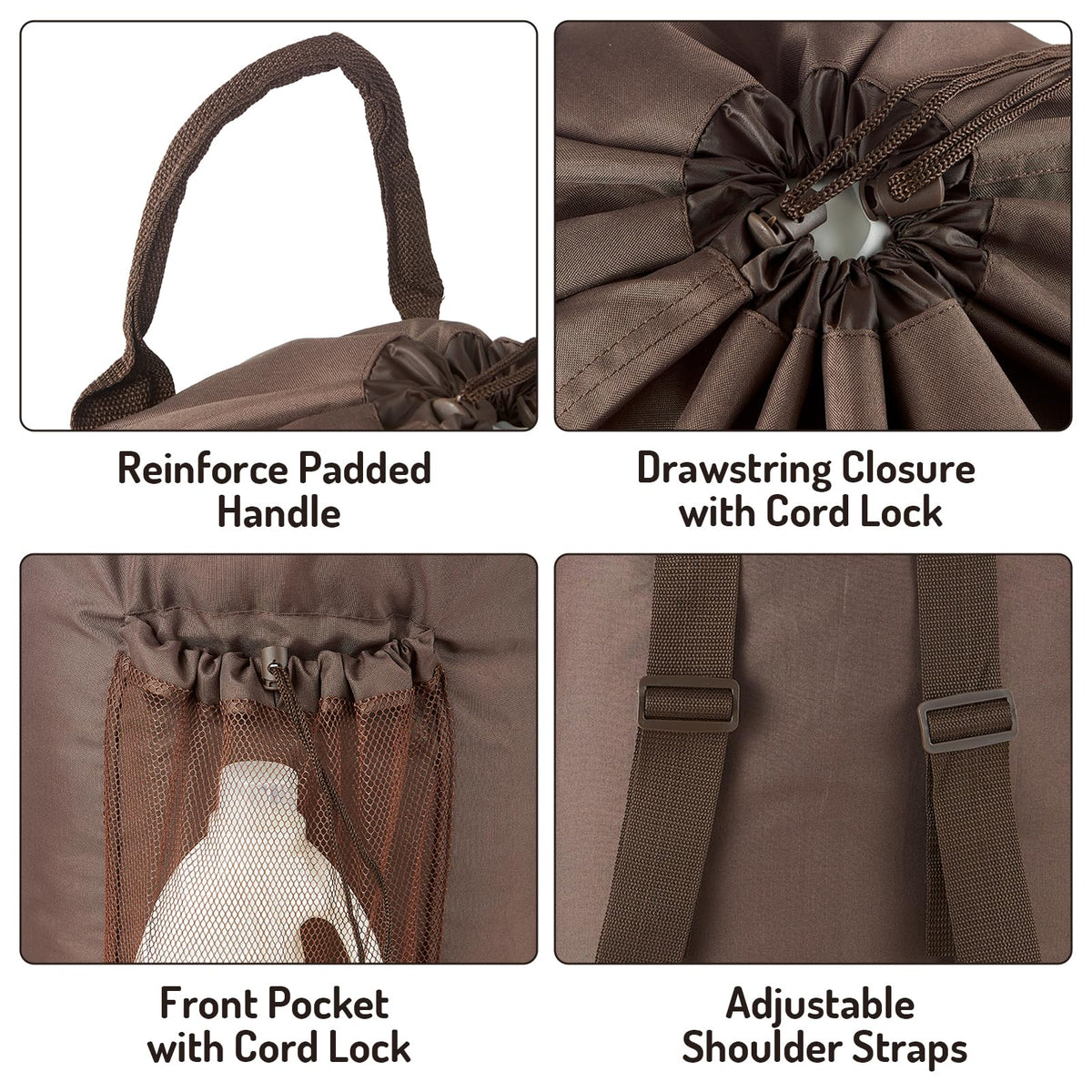 Large Laundry Backpack Bag with Detergent Holder and Adjustable Shoulder Straps