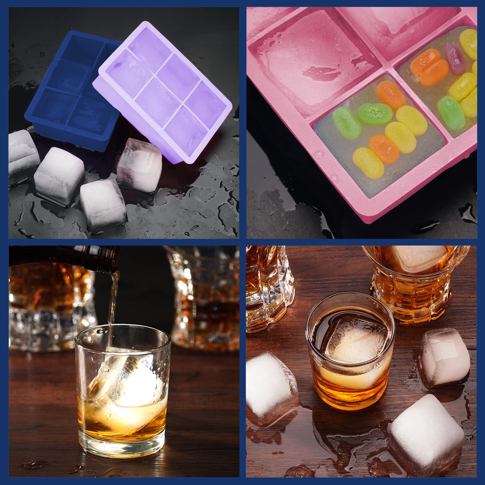 Silicone Ice Cube Trays 3 Pack (3 Count)