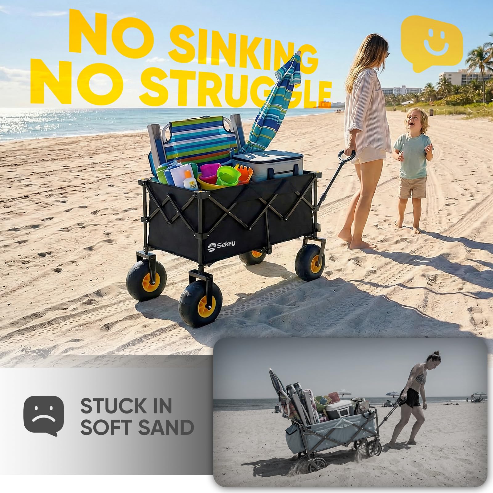 Heavy Duty Beach Wagon with 9" Big Sand