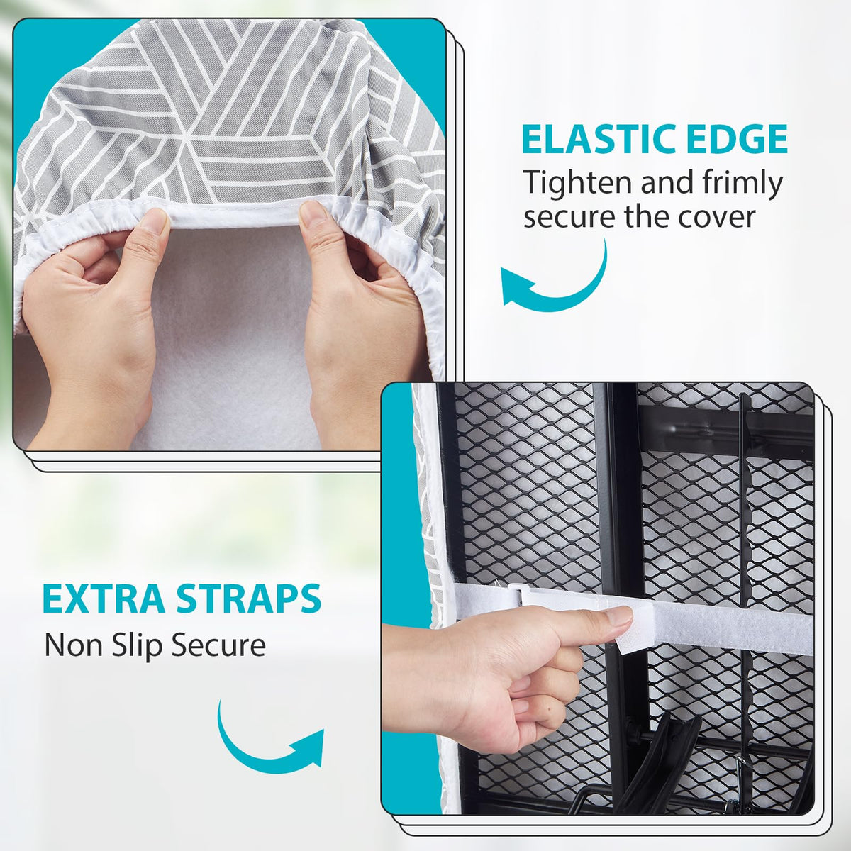 Extra Wide Ironing Board Cover and Pad 18 x 54 inch Heat Reflective with Hook and Loop Fasteners
