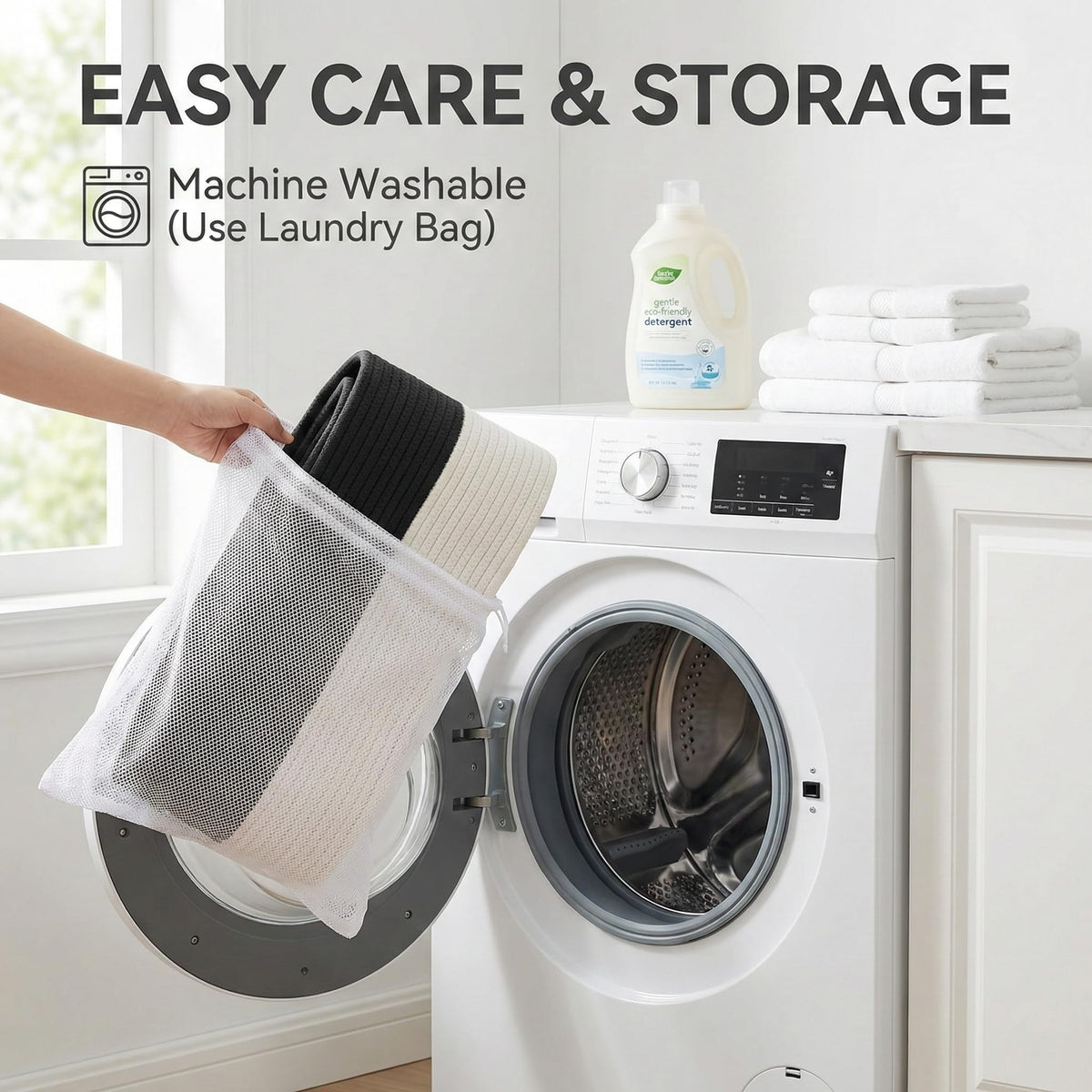 65L Extra Large Machine Washable Cotton Rope Blanket Basket
