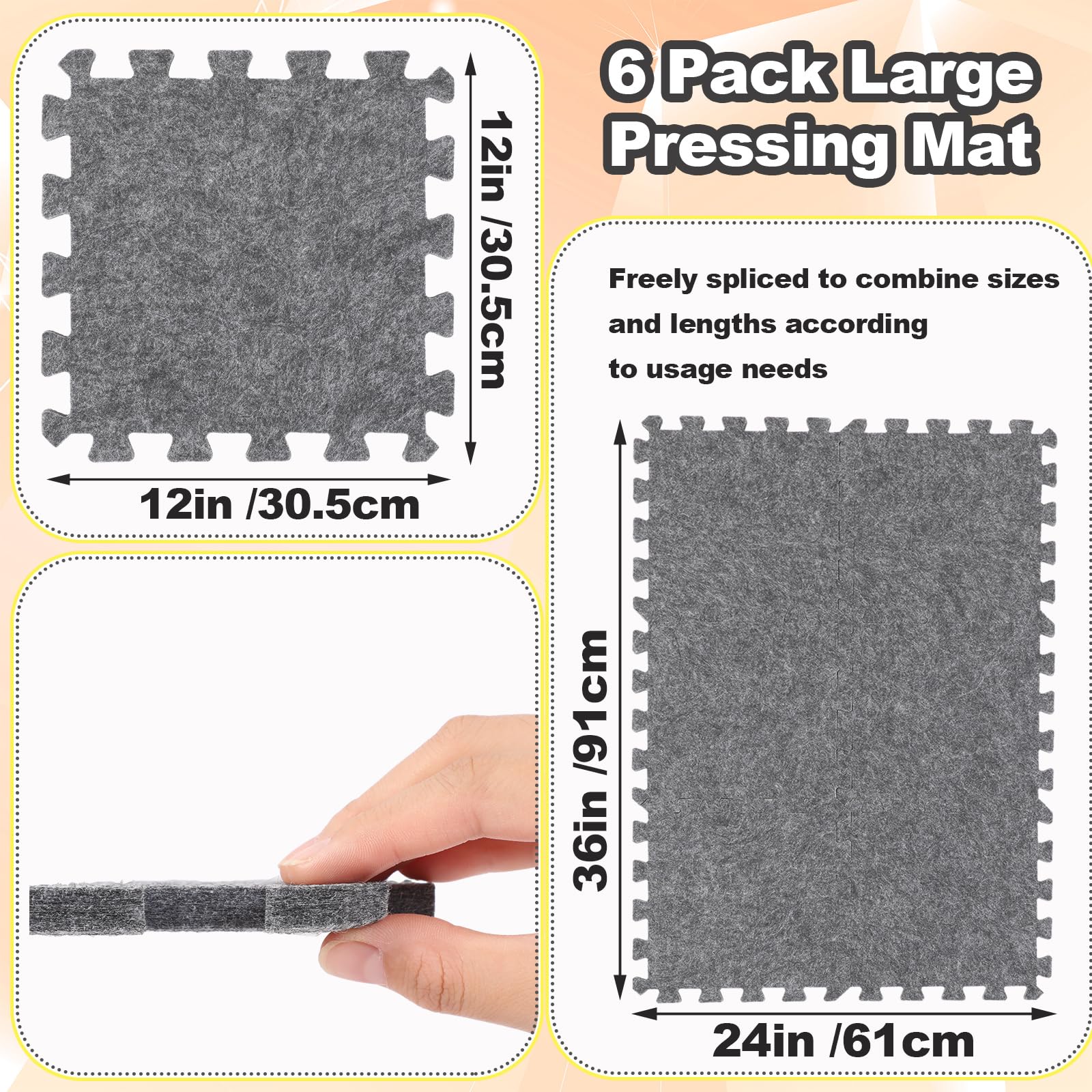 6 Pack Large Wool Pressing Mat Wool Ironing Mat Felted Blending Ironing Pad Sewing Machine Muffling Pad Iron Board for Quilters Quilting Supplies and Notions Accessories