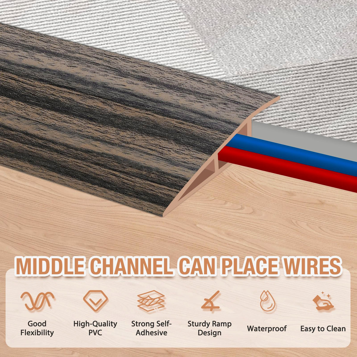 Floor Transition Strip Self Adhesive Vinyl Door Threshold Strip (10 Foot)