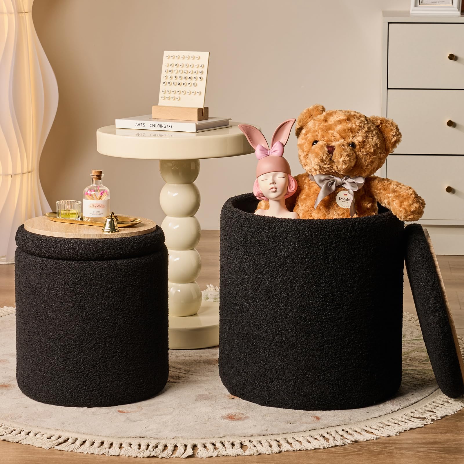 Set of 2 Round Storage Ottoman (2 Count)