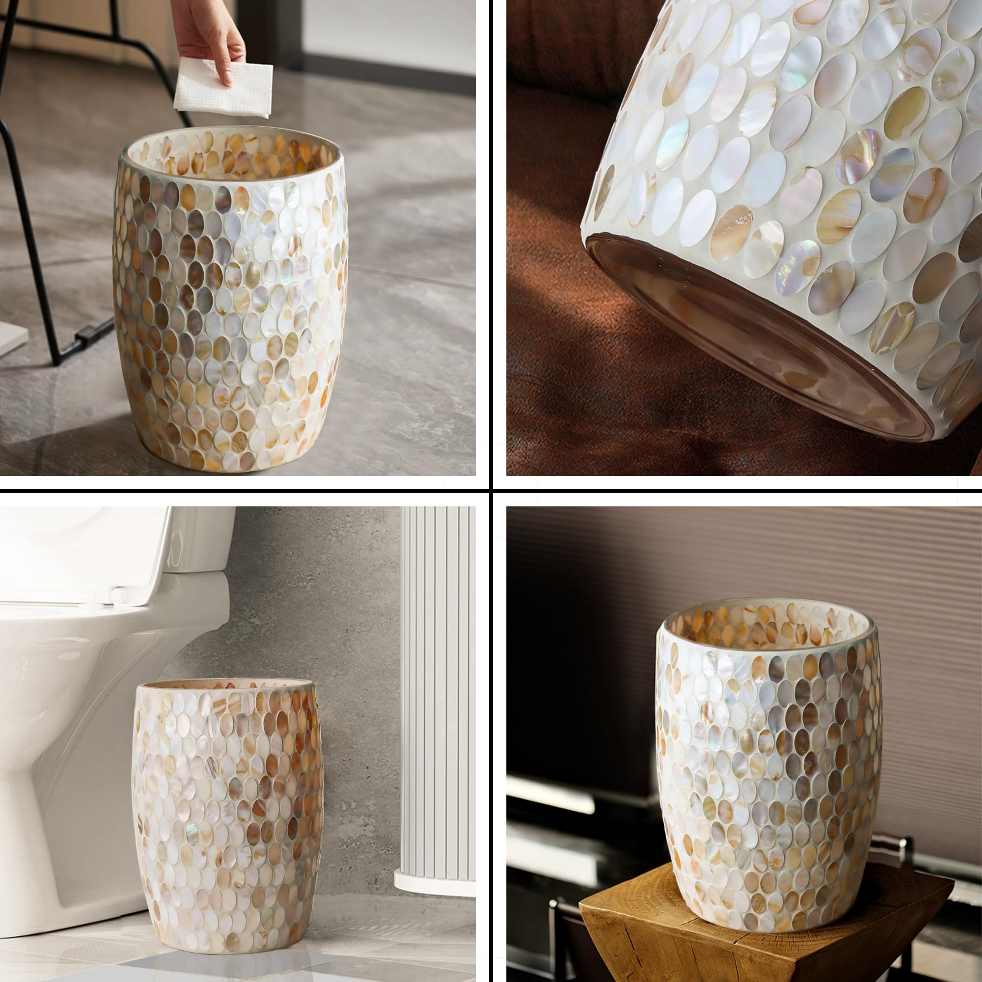 Natural Shell Bathroom Trash Can 5L