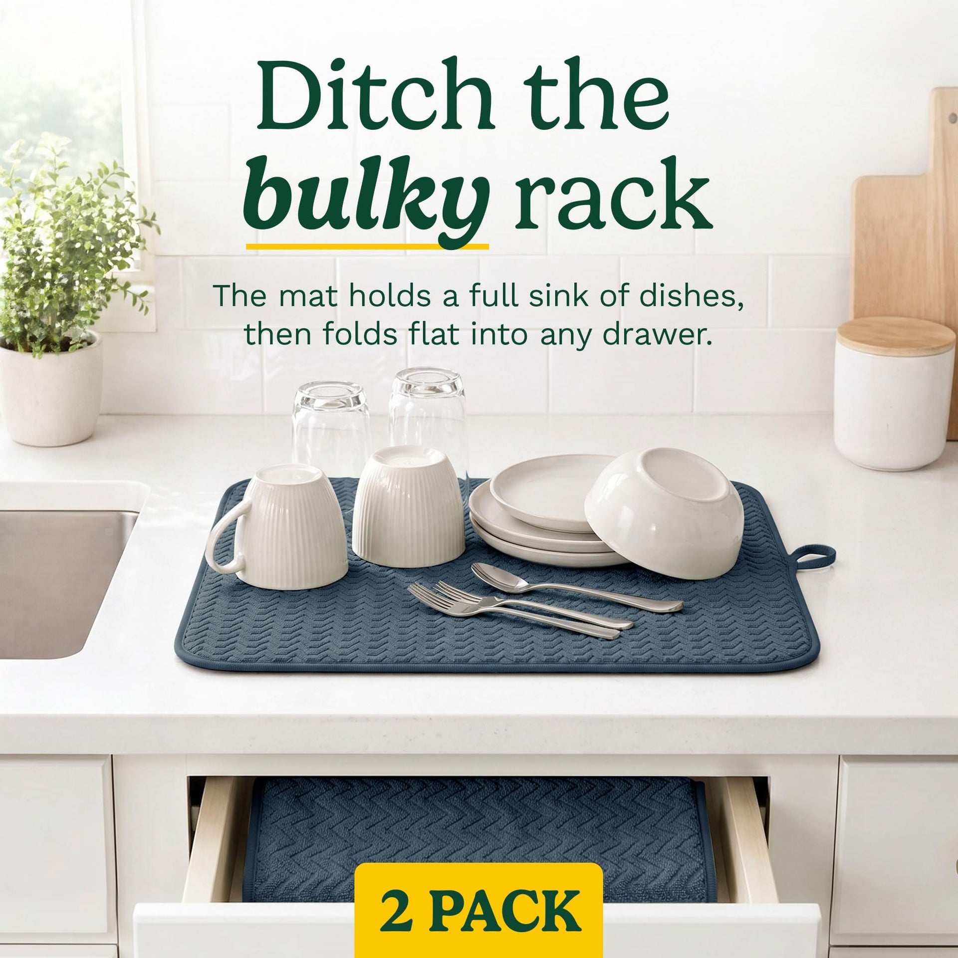Cuisinart Dish Drying Mat for Kitchen Counter (2 Count)
