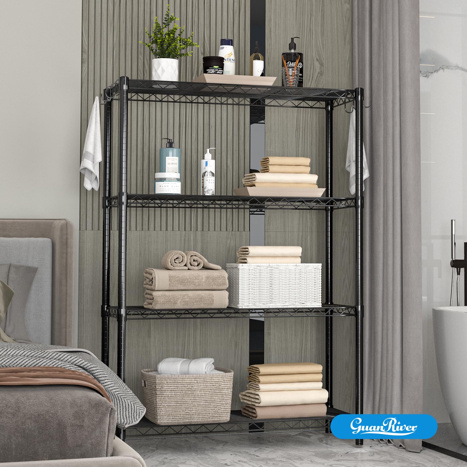 4 Shelf Adjustable Metal Wire Shelving