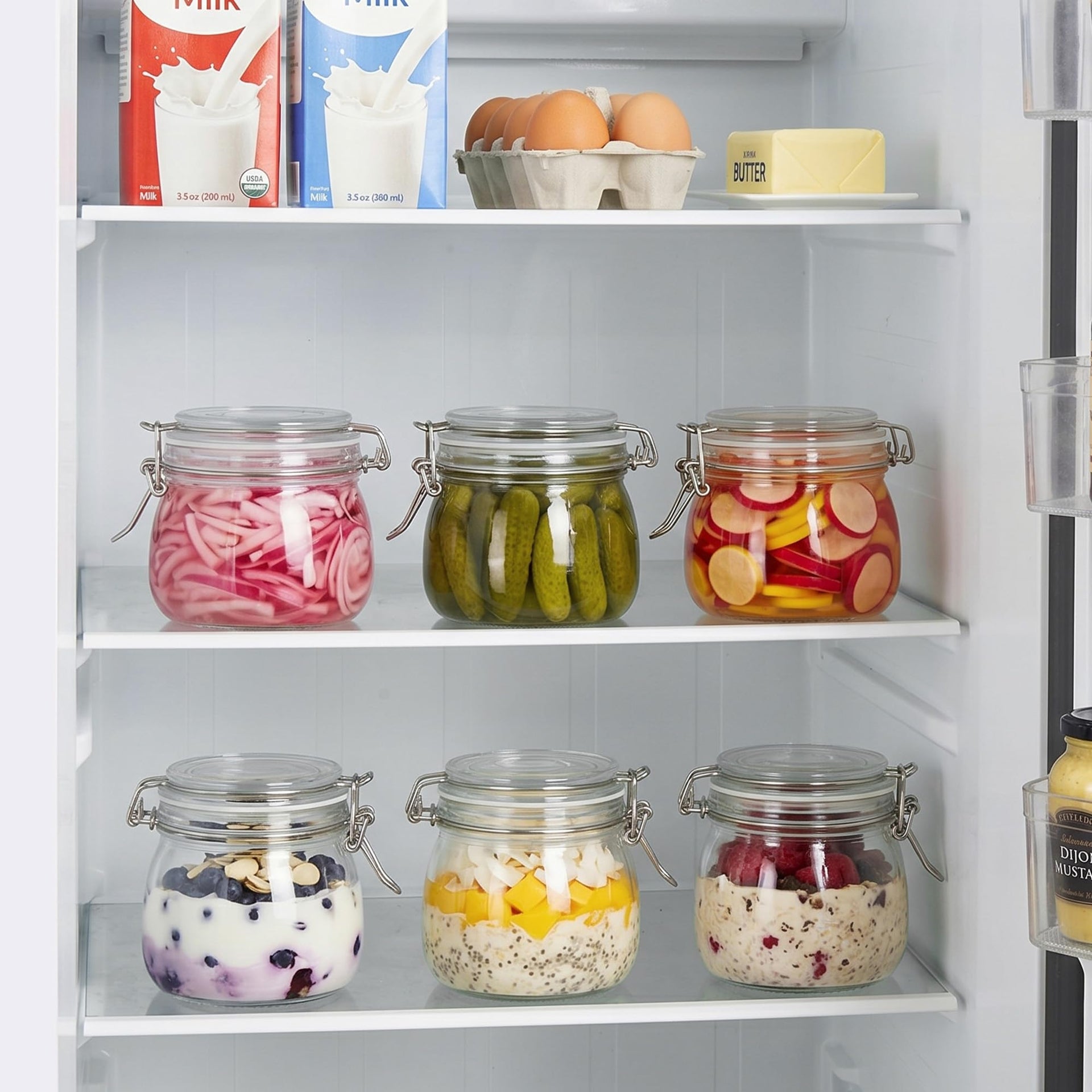 16oz Glass Food Storage Jars with Airtight Clamp Lids (3 Count)