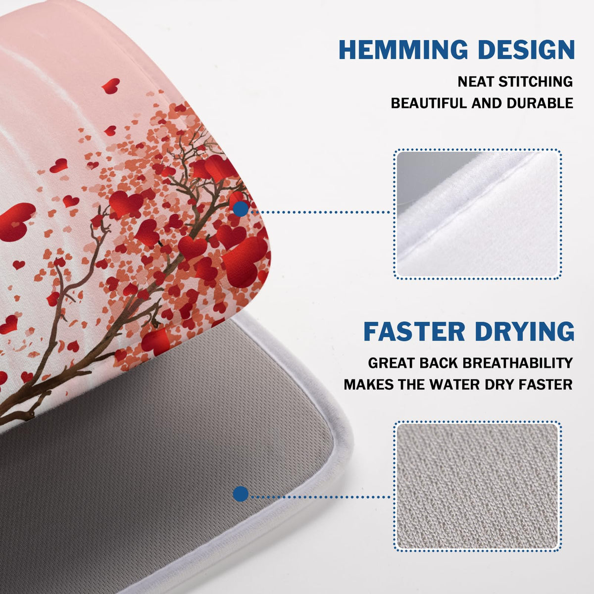 Valentine's Day Dish Drying Mats for Kitchen Counter