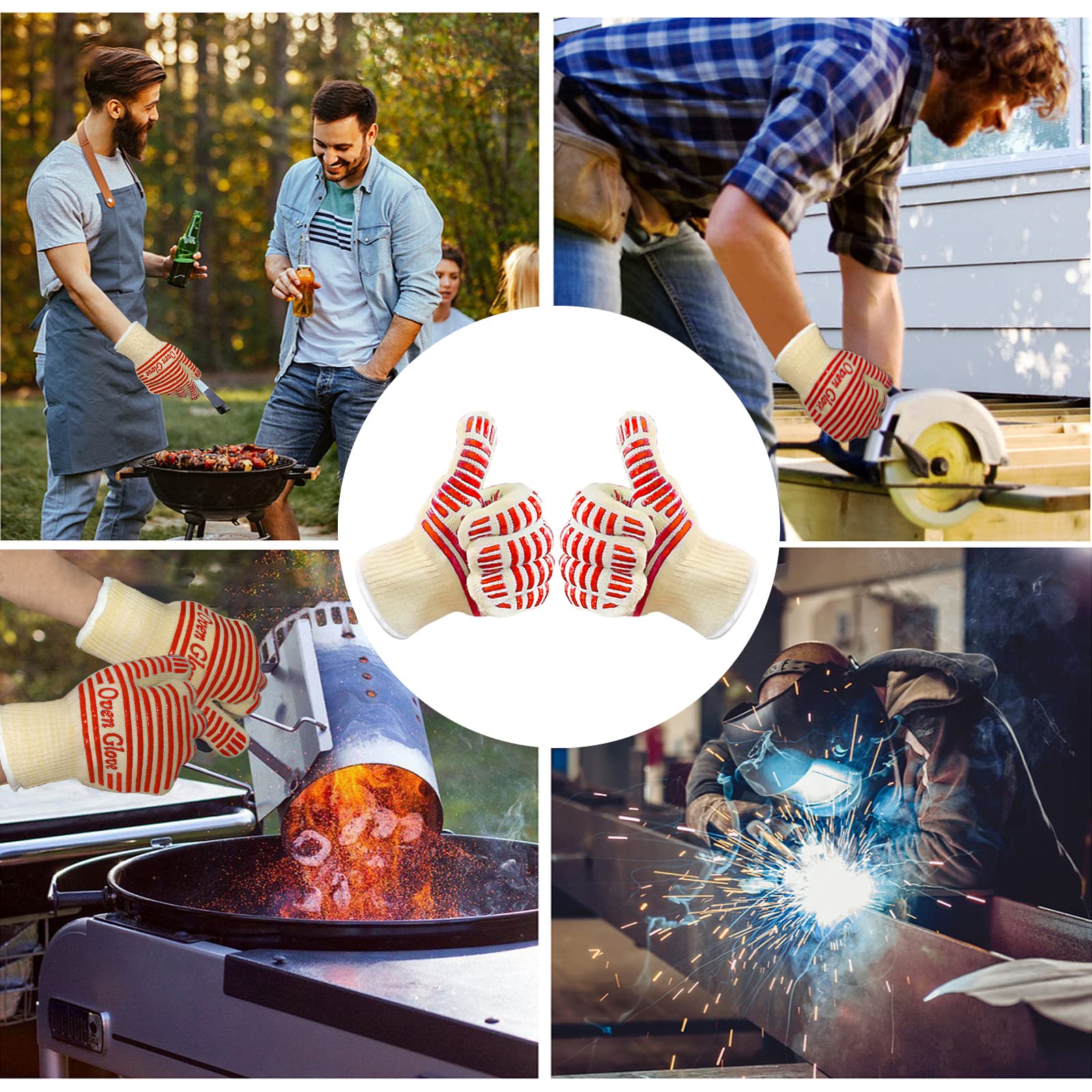 Oven Gloves Heat Resistant 540 Degrees Grilling Gloves (9 Ounce)