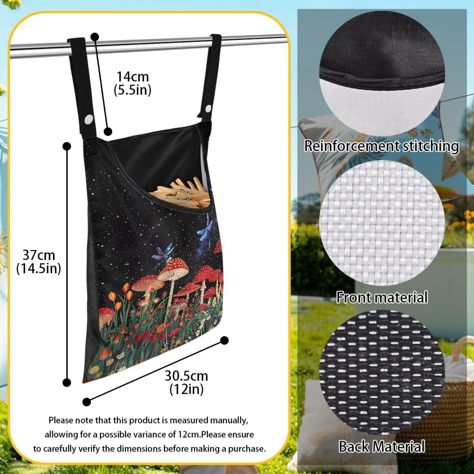 Red Mushroom Laundry Clothespin Bag