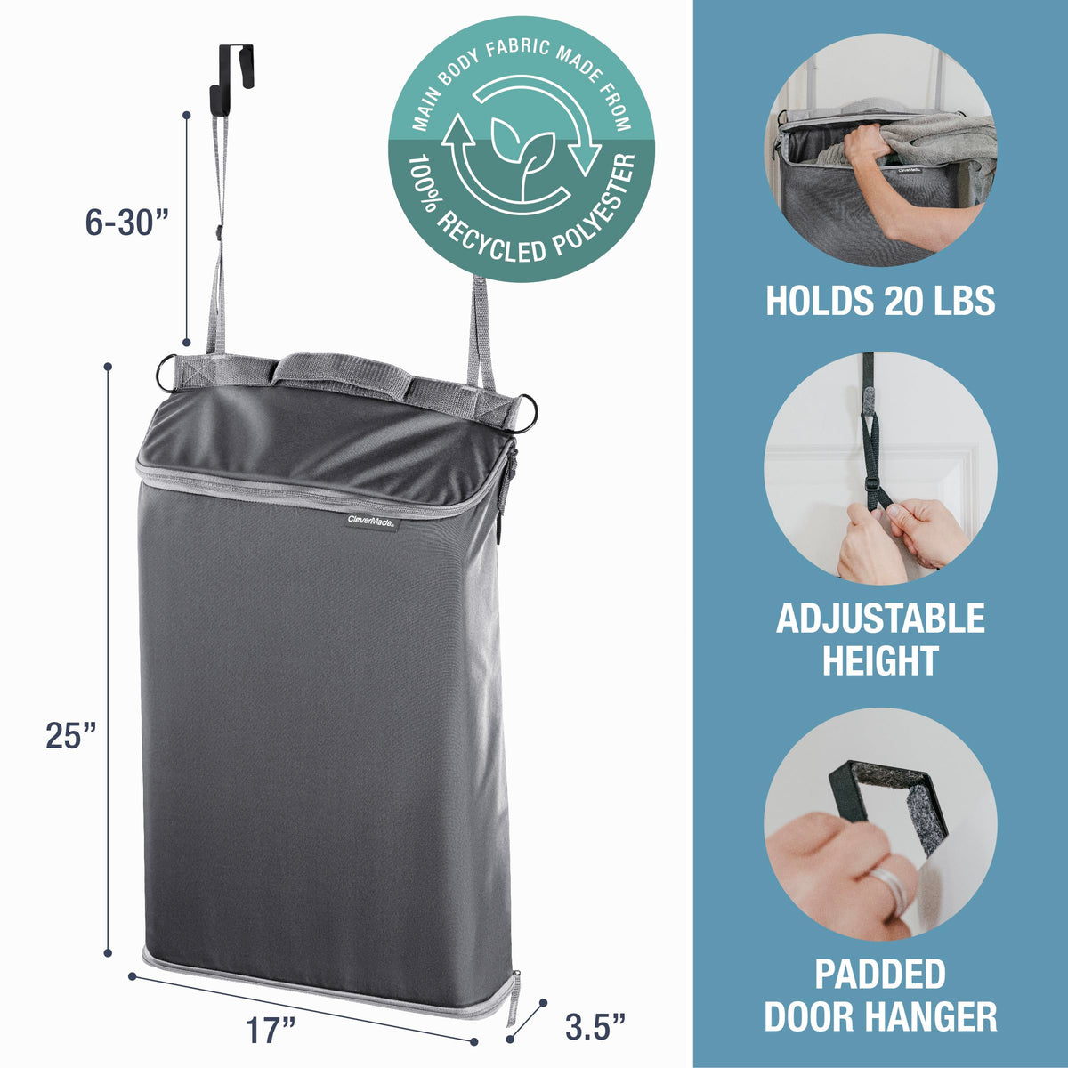Hanging Laundry Hamper Bag with Over the Door Hooks