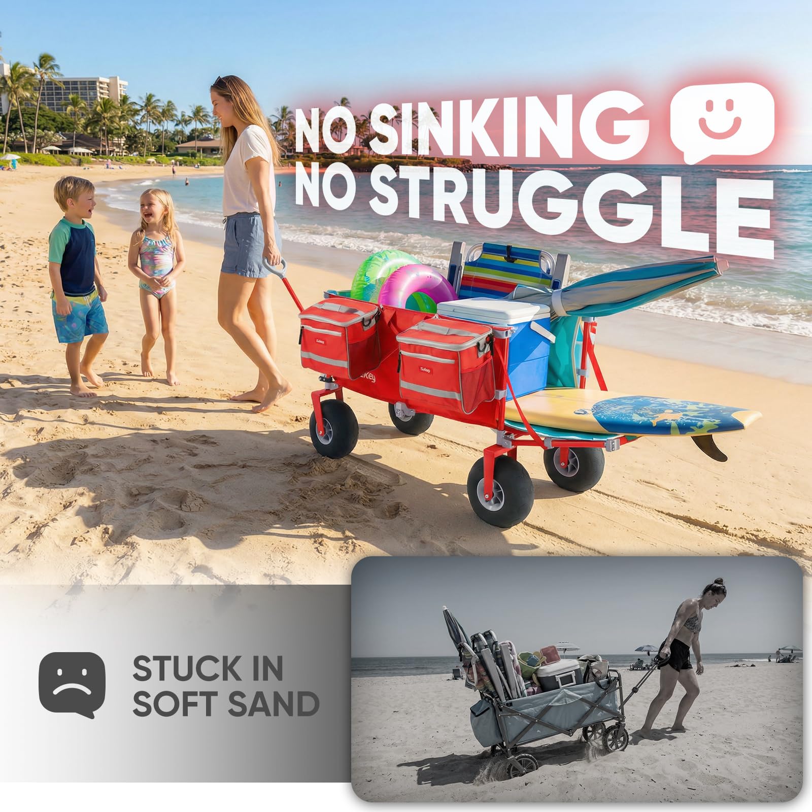 Heavy Duty Beach Wagon with 9" Big Sand
