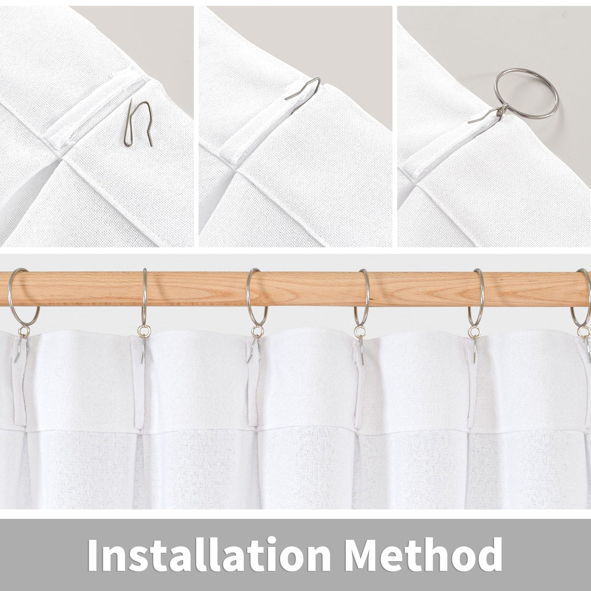 White Linen Curtains 84 Inches Long for Living Room (2 Count)