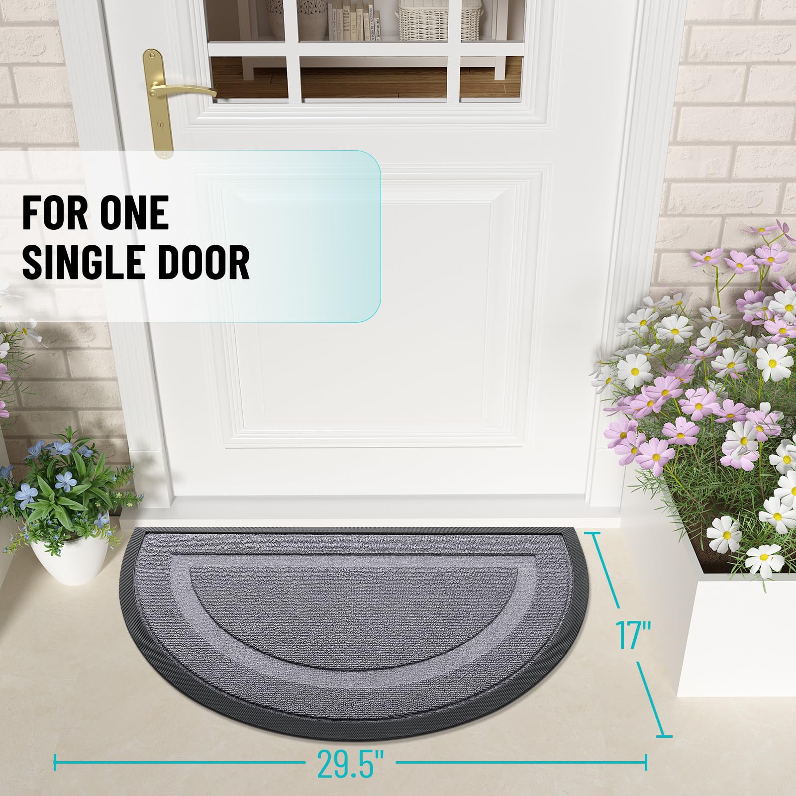Half Circle Front Door Mat Outside 29.5x17 All