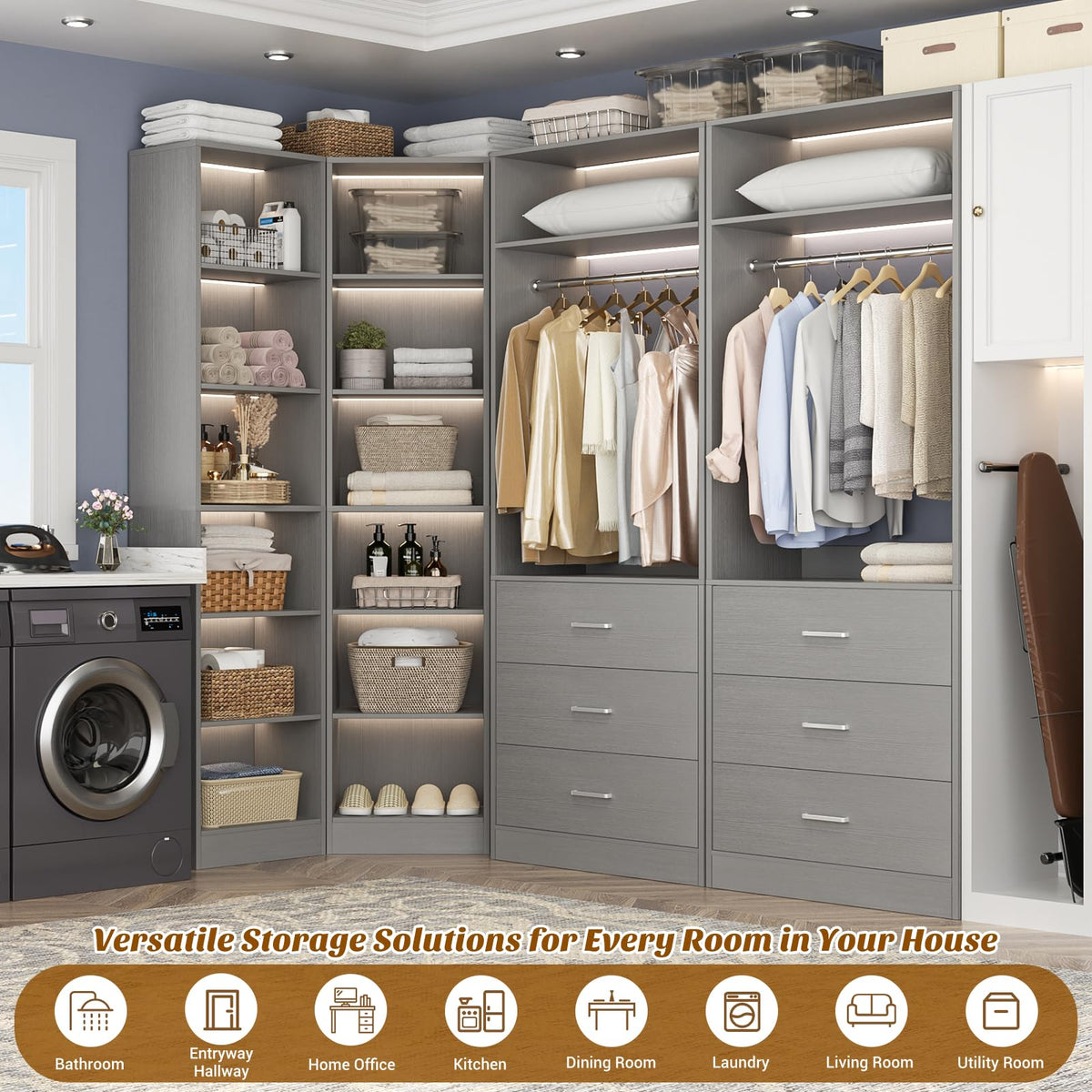 Closet System with 6 Drawers & 10 Shelves
