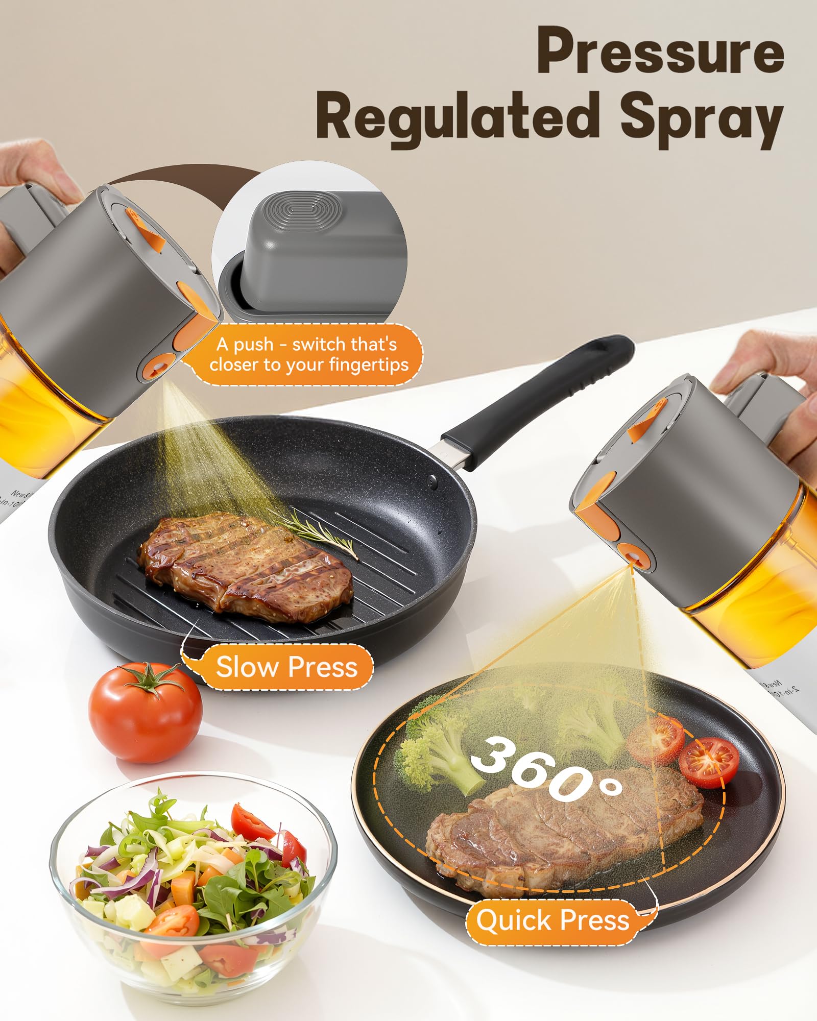 Olive Oil Sprayer & Dispenser Bottle for Cooking 17oz Dark Glass Oil Mister