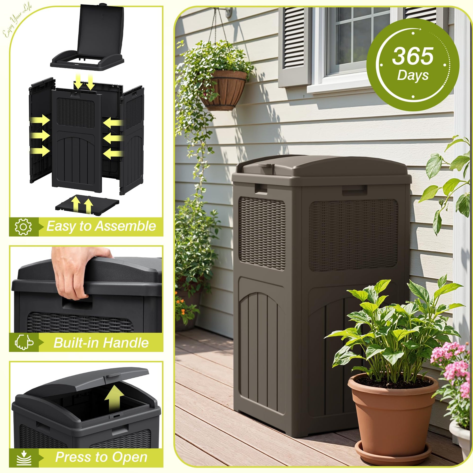 33 Gallon Outdoor Trash Can with Lid