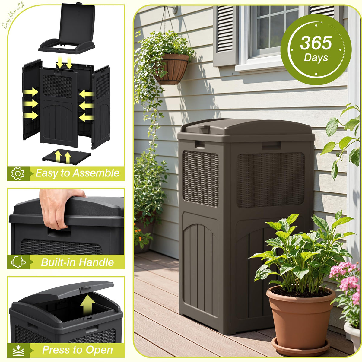 33 Gallon Outdoor Trash Can with Lid (4 Count)