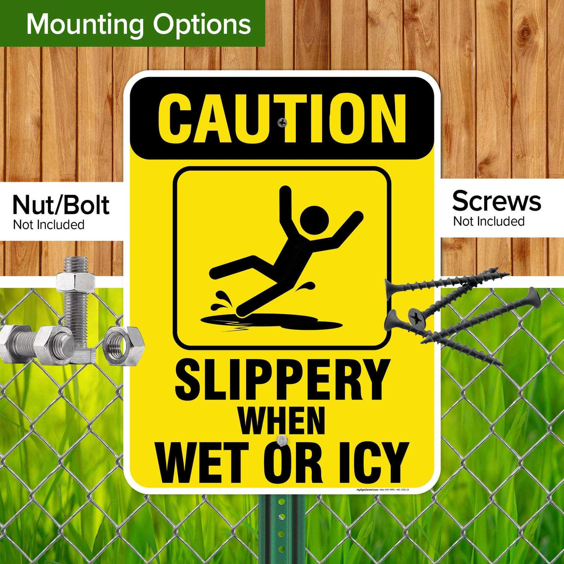 Caution Slippery When Wet Sign or ICY Sign