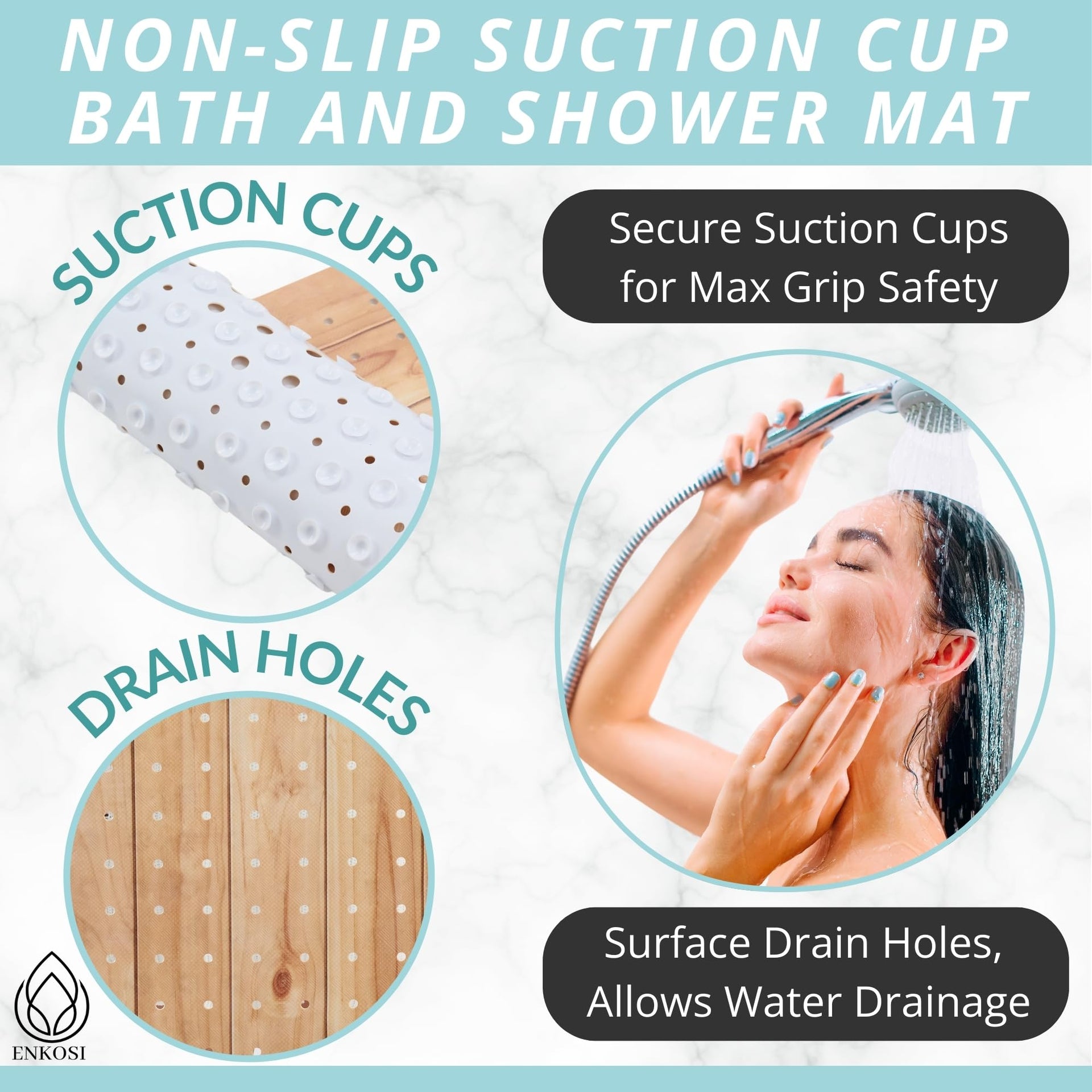 Non Slip Bath & Shower Mat 40x16 Extra Long