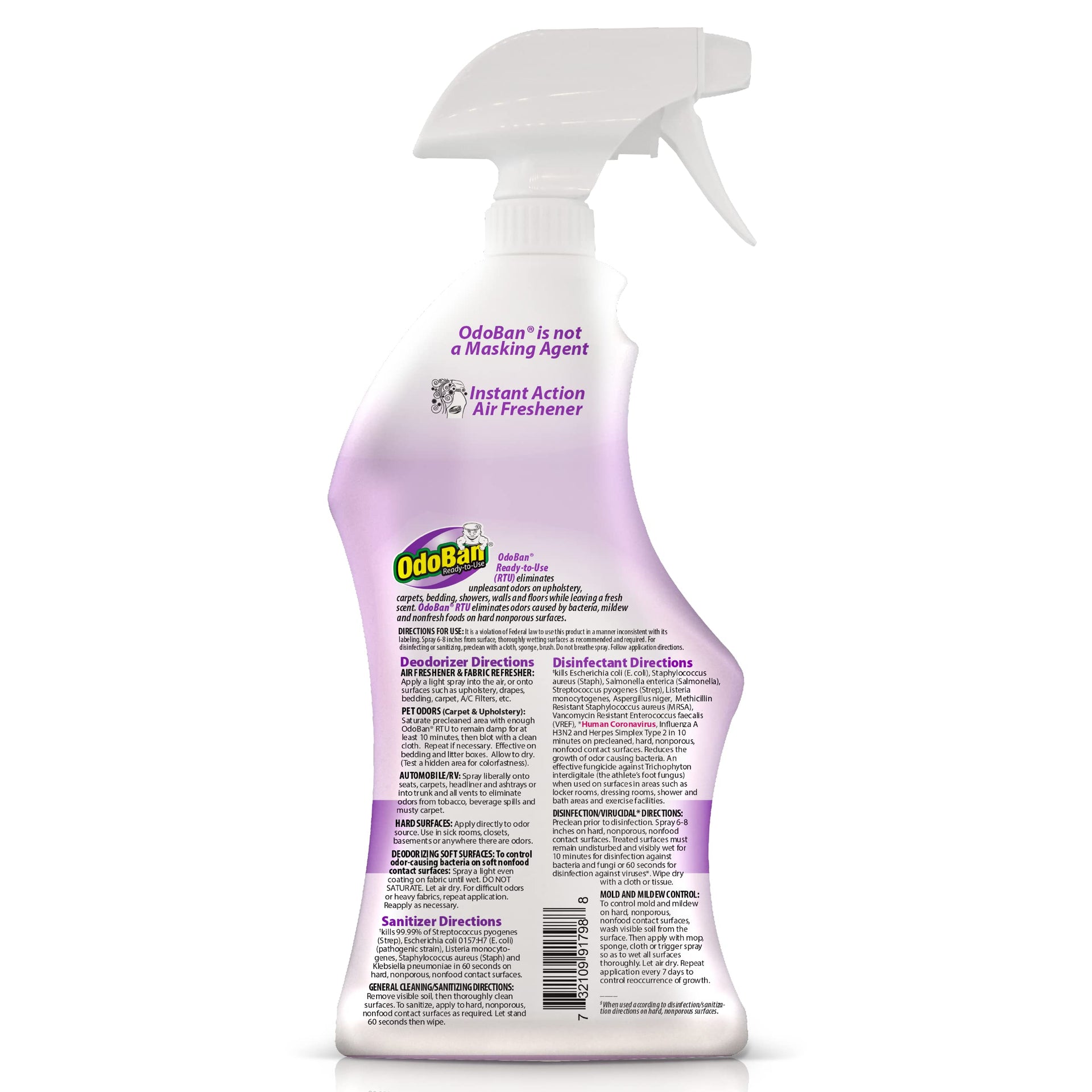 Ready-to-Use Disinfectant and Harsh Aroma Eliminator, Cleaner and Fabric/Air Freshener, Set of 2, 14.6 Ounce 360-Degree Continuous Spray and 32 Ounce Trigger Spray, Lavender Scent (46.6 Fl Oz)