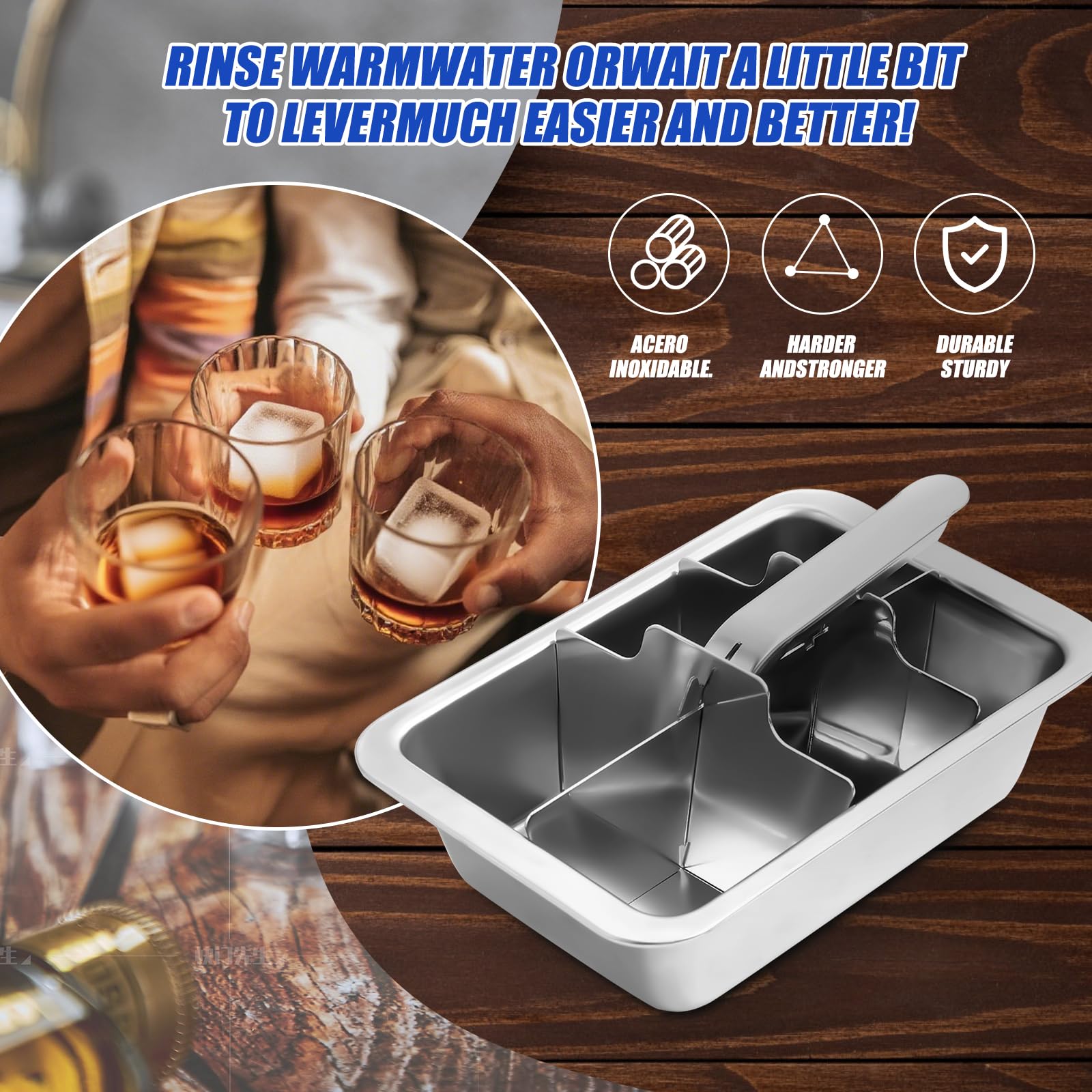 Professional Ice Cube Trays Stainless Steel (6 Count)