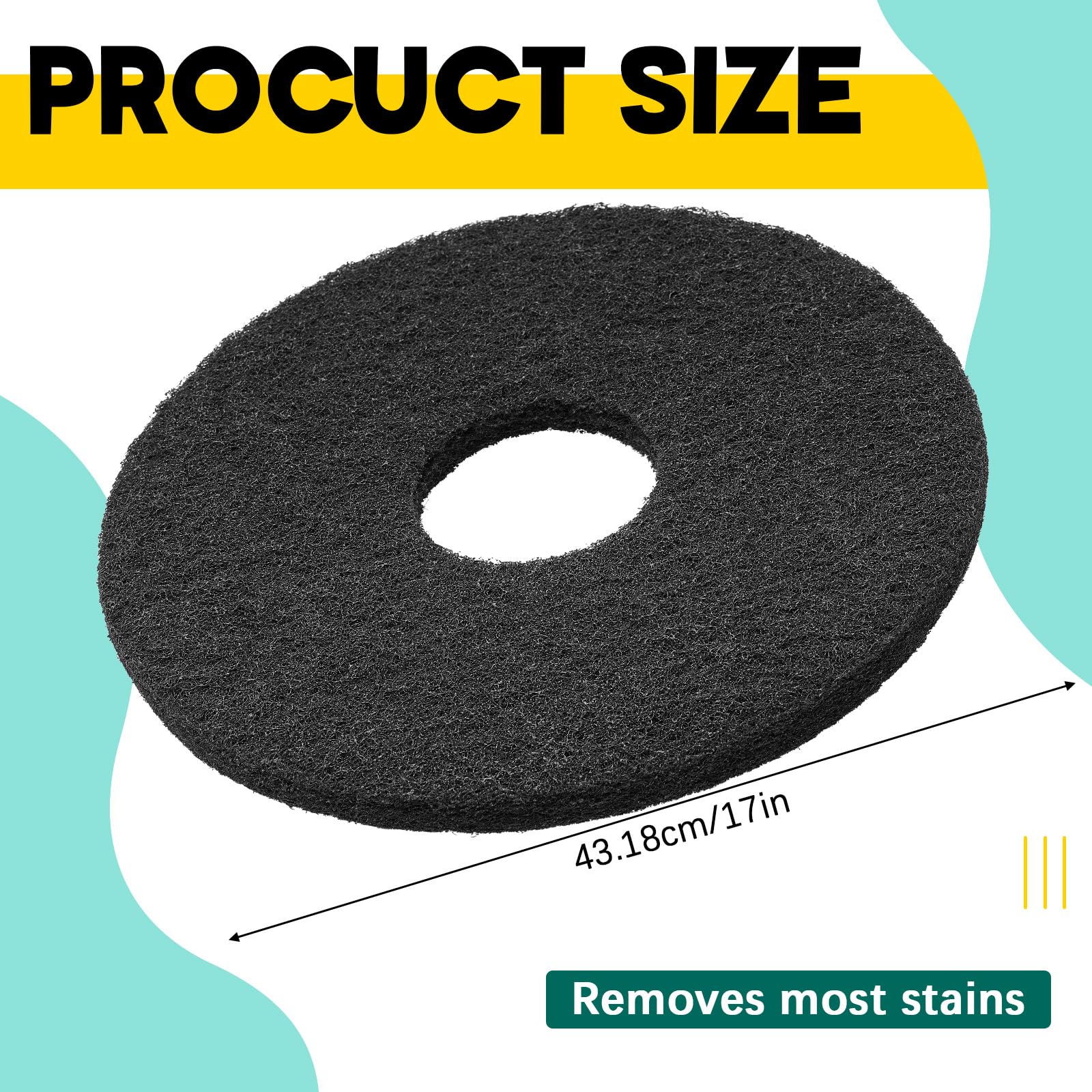 2 Pcs 17" Black Scrubbing Pads Commercial Cleaning Orbiter Pads (2 Count)