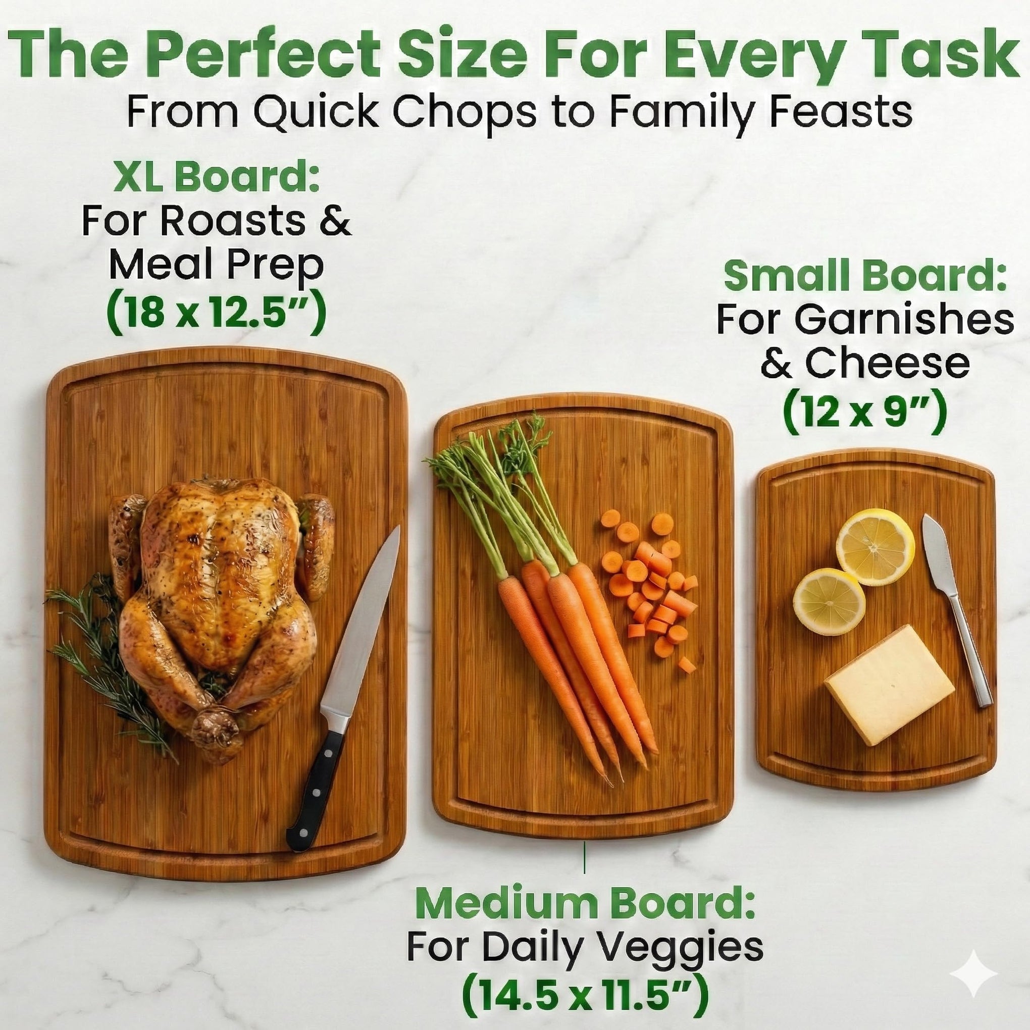 LUXURIOUS Bamboo Cutting Board 3 (3 Count)