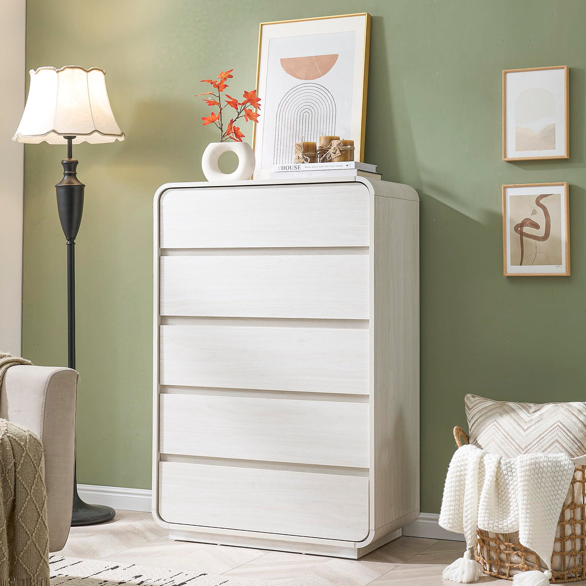 White 5 Drawers Dresser