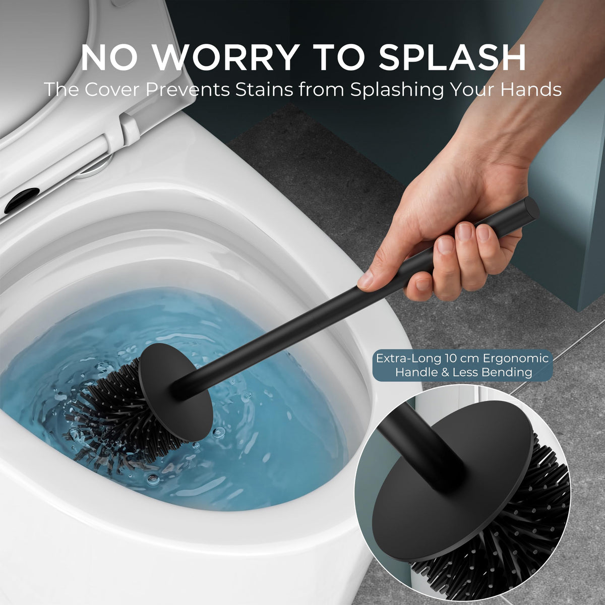 Stainless Steel Toilet Bowl Brush Scrubber and Holder Set Short