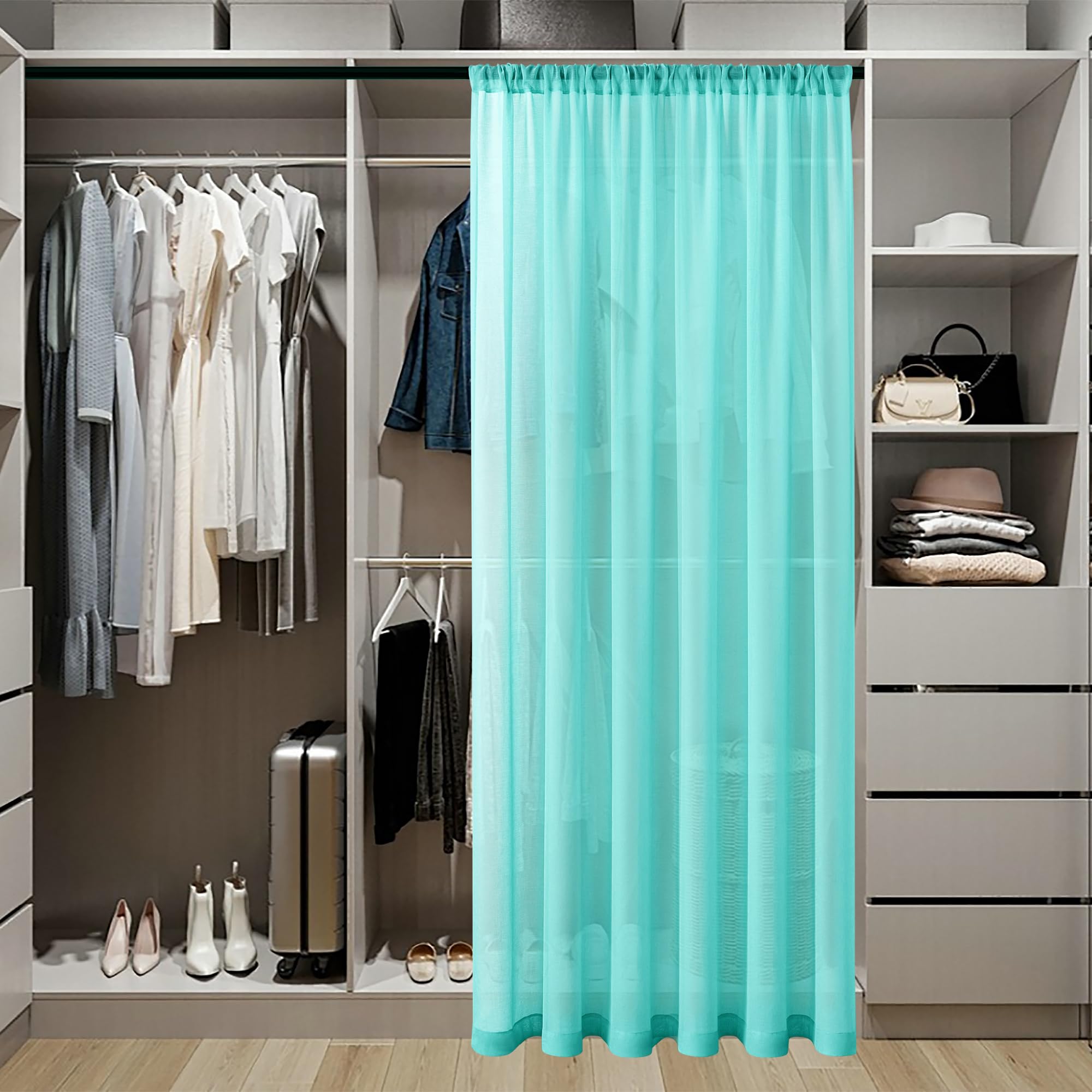 Short Sheer Door Curtains Closet Linen Textured Curtains Sheer Doorway Light Filtering Voile Patio Glass Door Rod Pocket Curtain French Doors