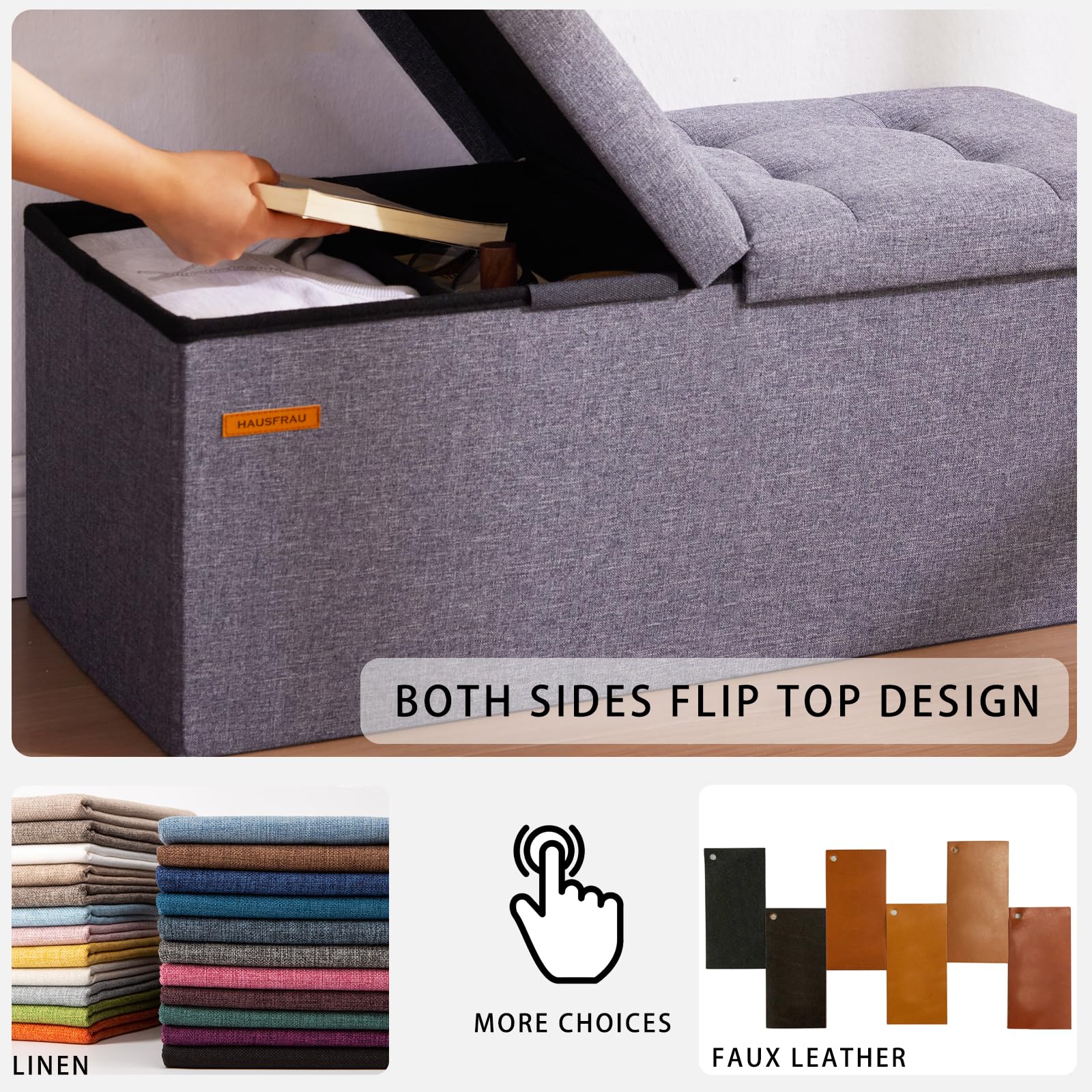 Ottoman with Storage Bench Folding Foot Rest Stool Teal