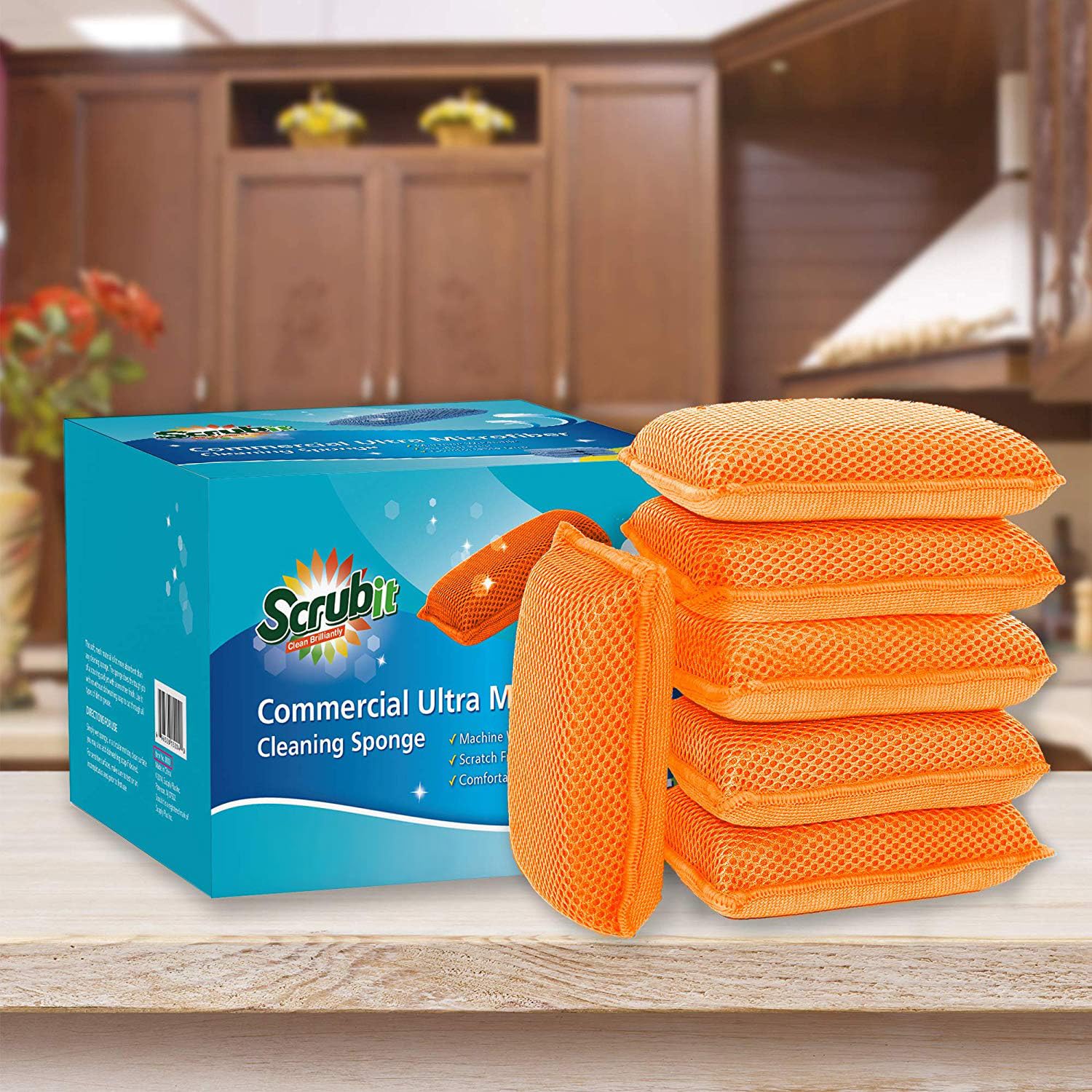 Commercial Miracle Microfiber Kitchen Sponge by Scrub (6 Count)