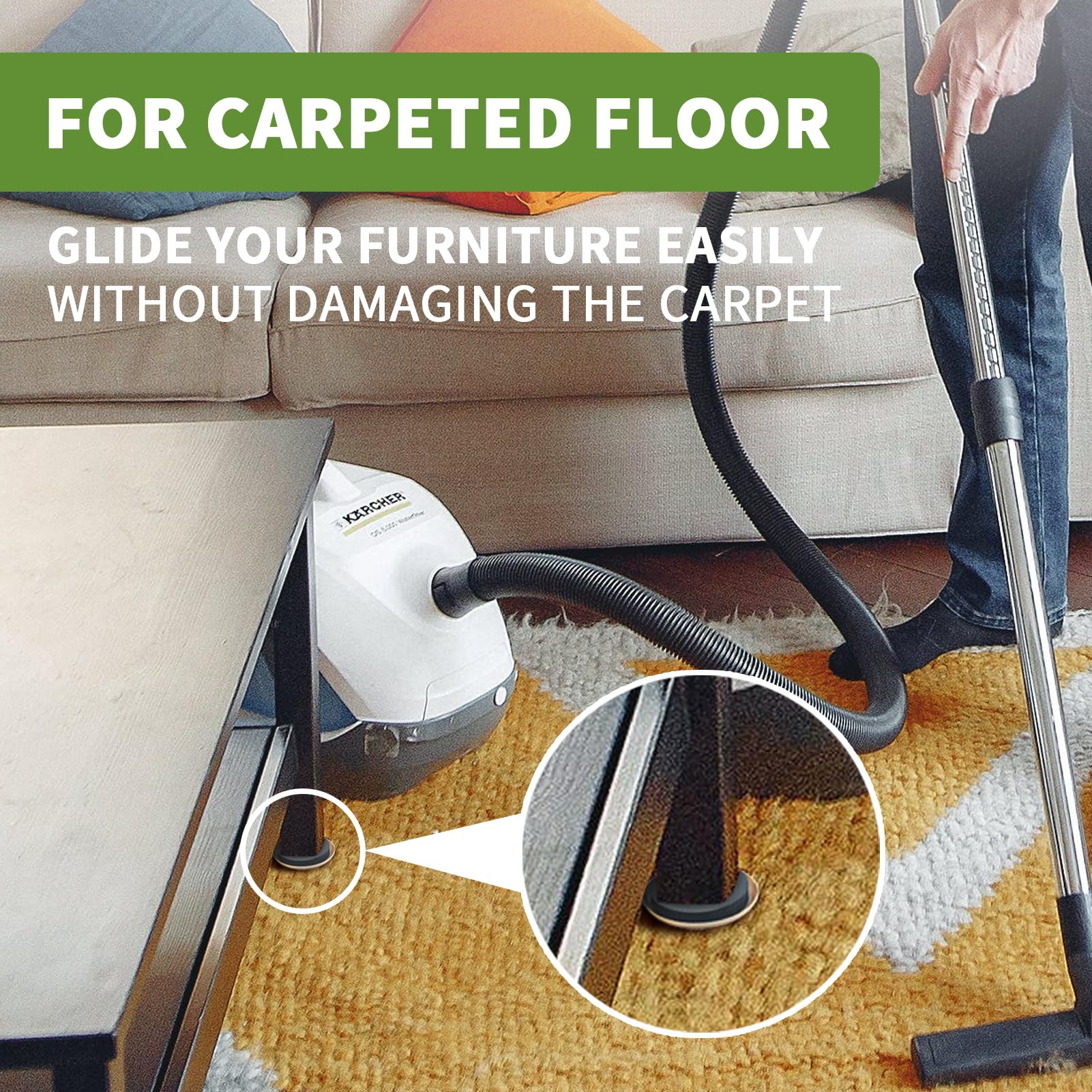 Furniture Sliders for Carpet 8 PCS (8 Count)