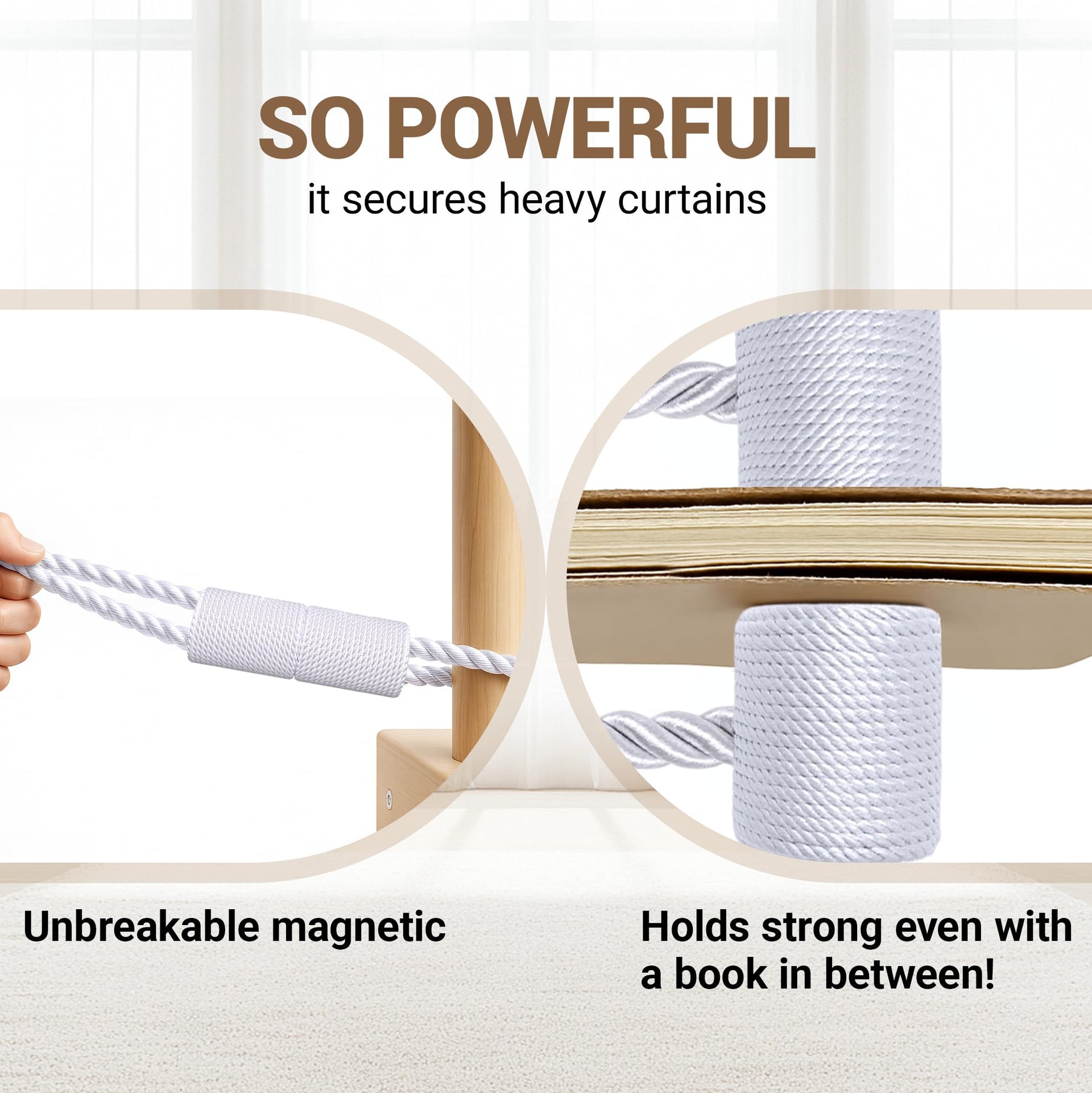 Magnetic Curtain Tiebacks White 2pcs (2 Count)