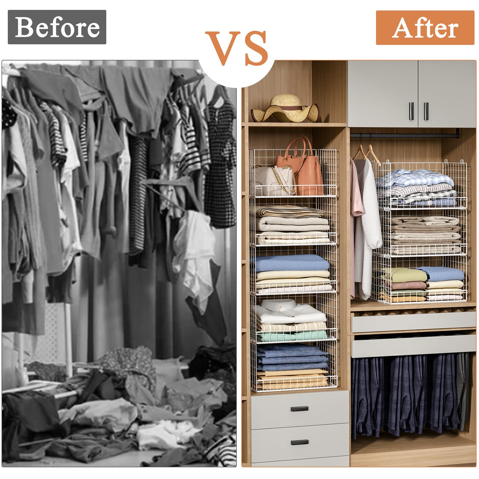 5 Tier Stackable Closet Organizers and Storage Basket