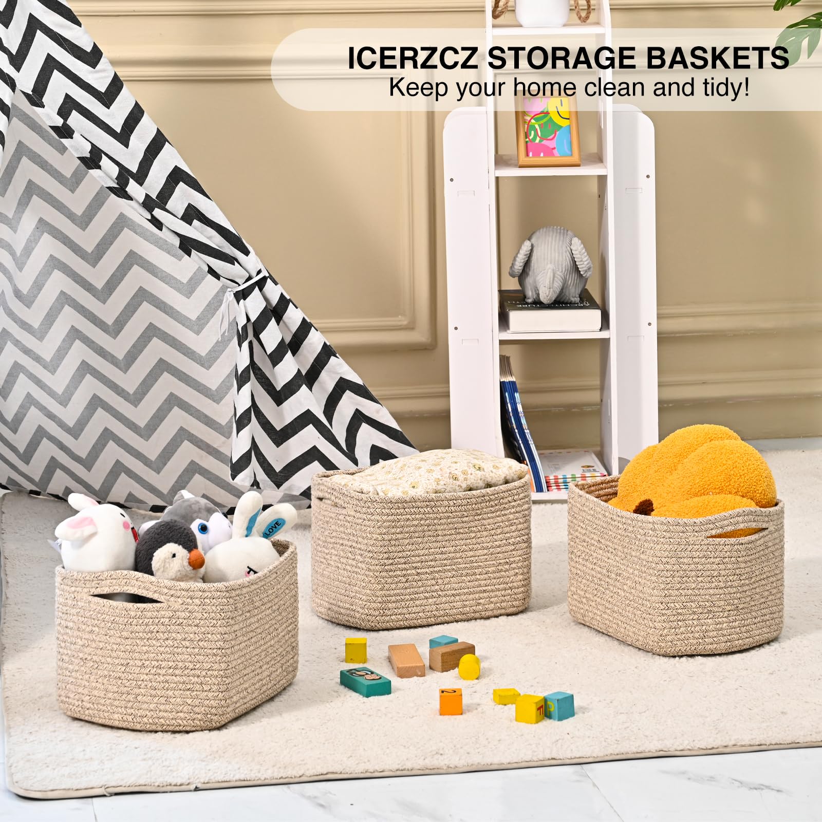 Small Storage Baskets for Shelves Organizing (4 Count)