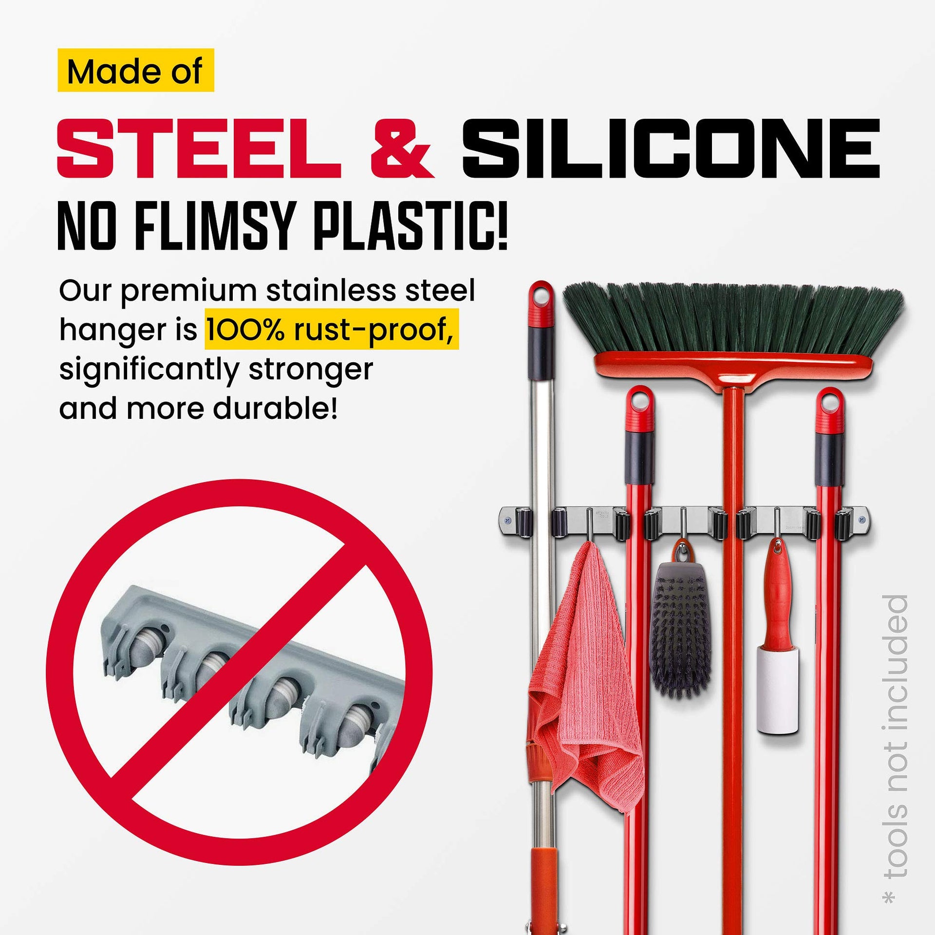 Wall Mount Hanger for Brooms & Mops