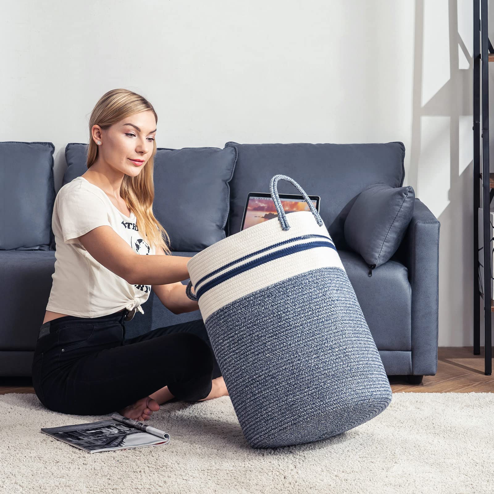 Woven Rope Laundry Hamper Basket by YOUDENOVA - ModHome Supplies