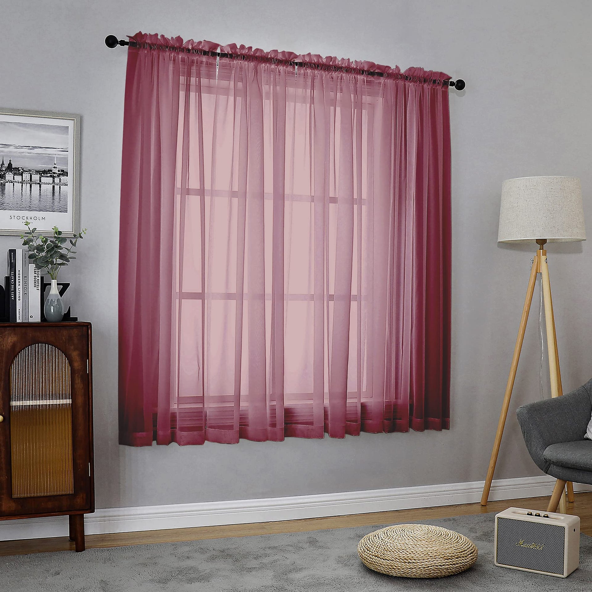 Sheer Curtains 63 Inch Length 2 Panels