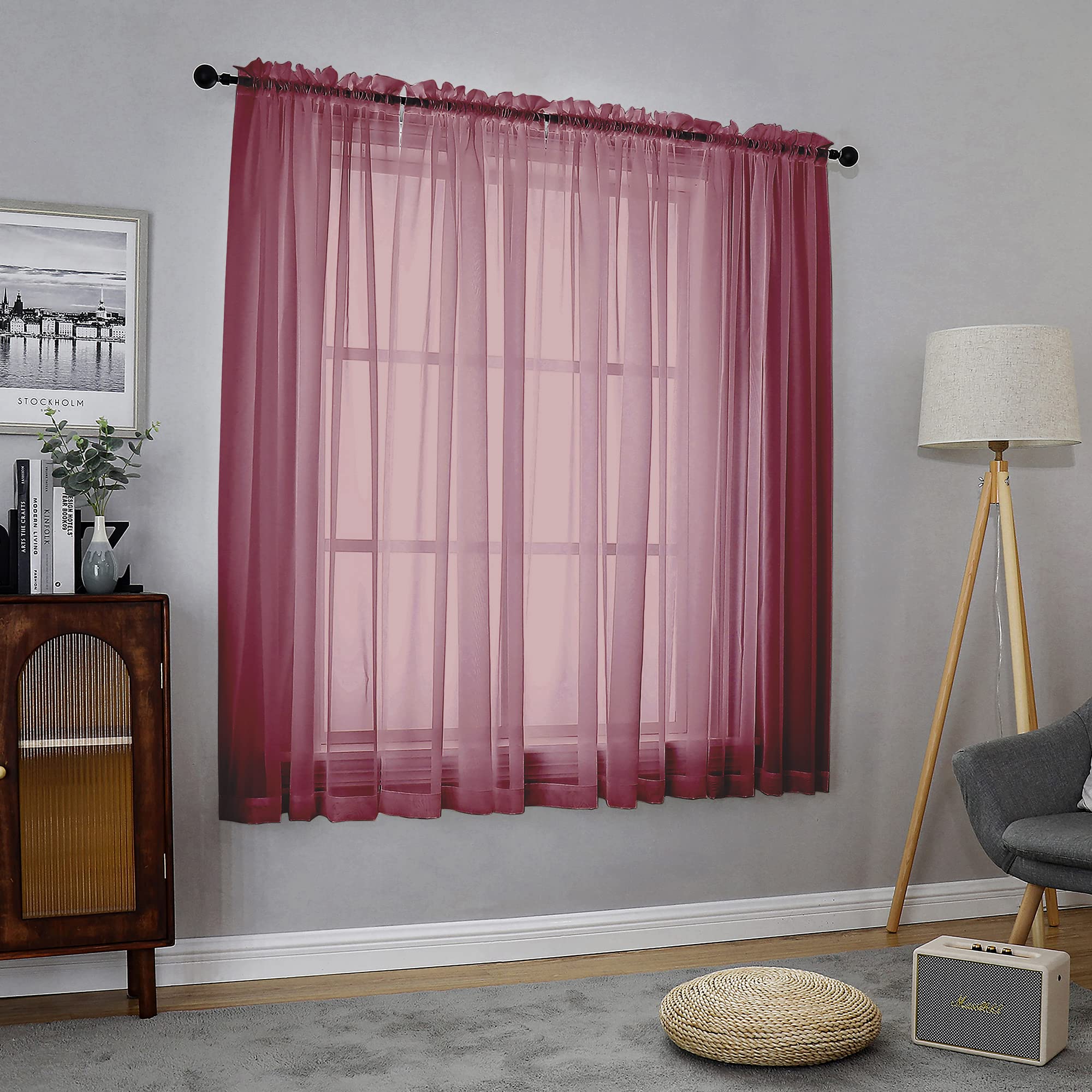 Sheer Curtains 63 Inch Length 2 Panels