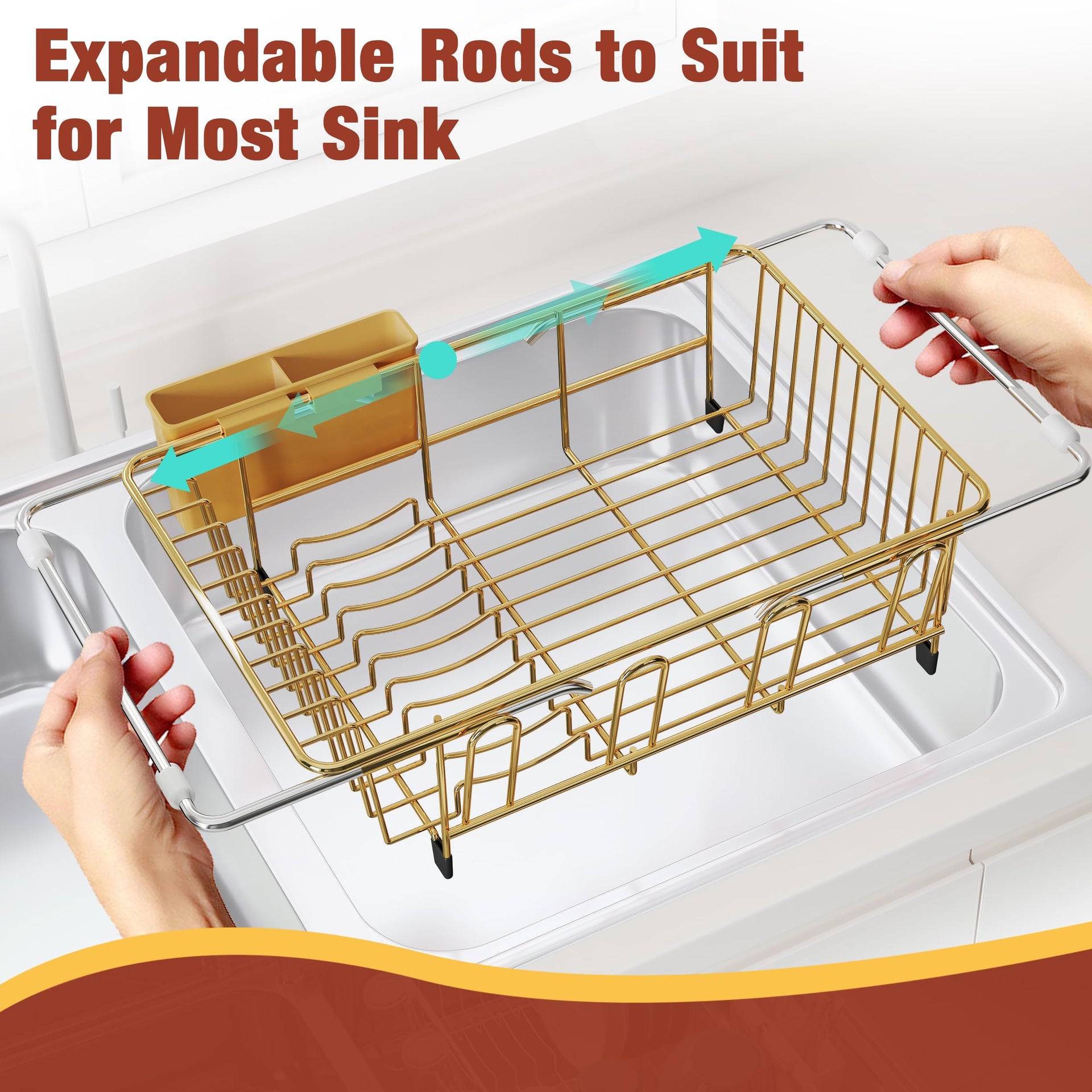 Gold Dish Drying Rack in Sink