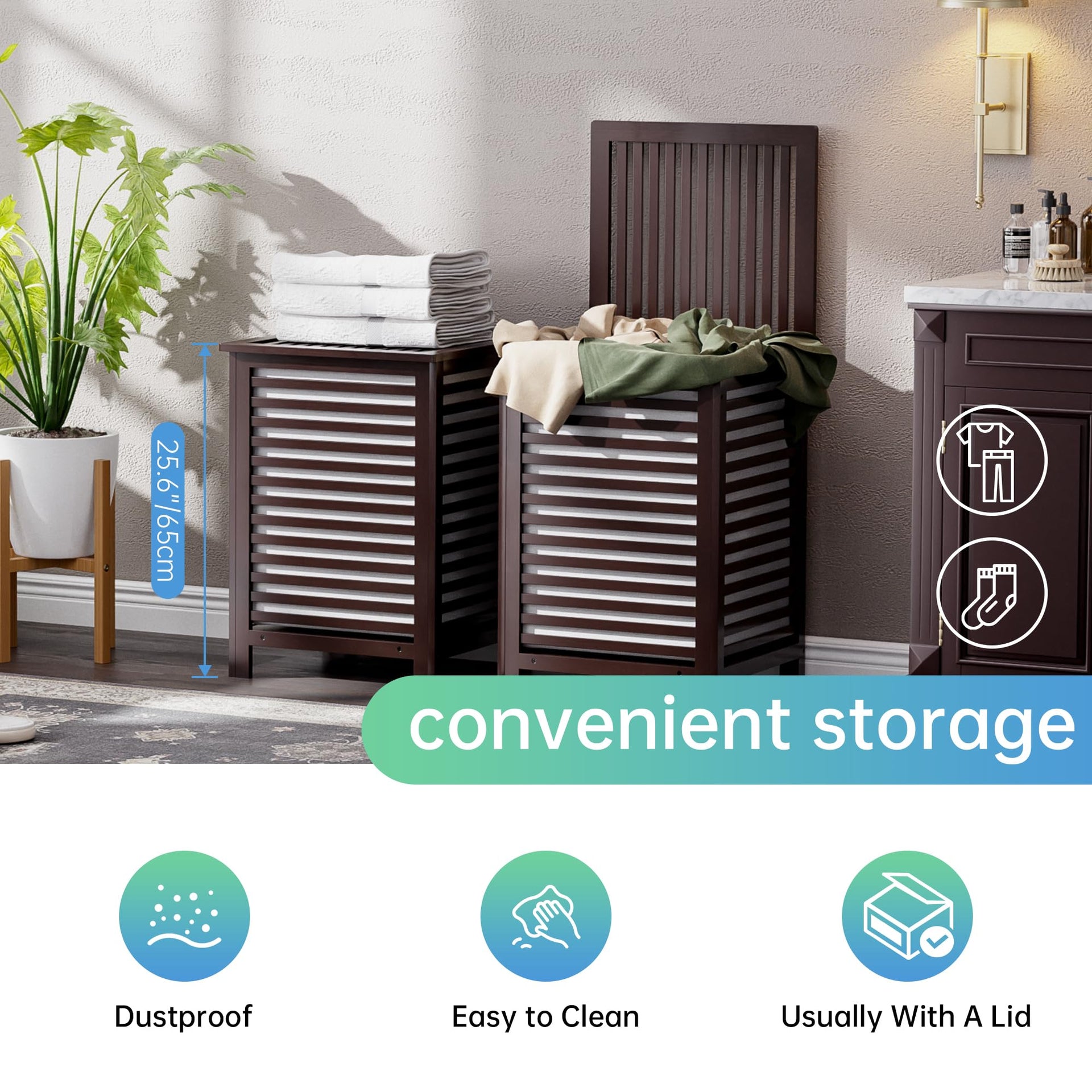 Double Laundry Hamper with Lid