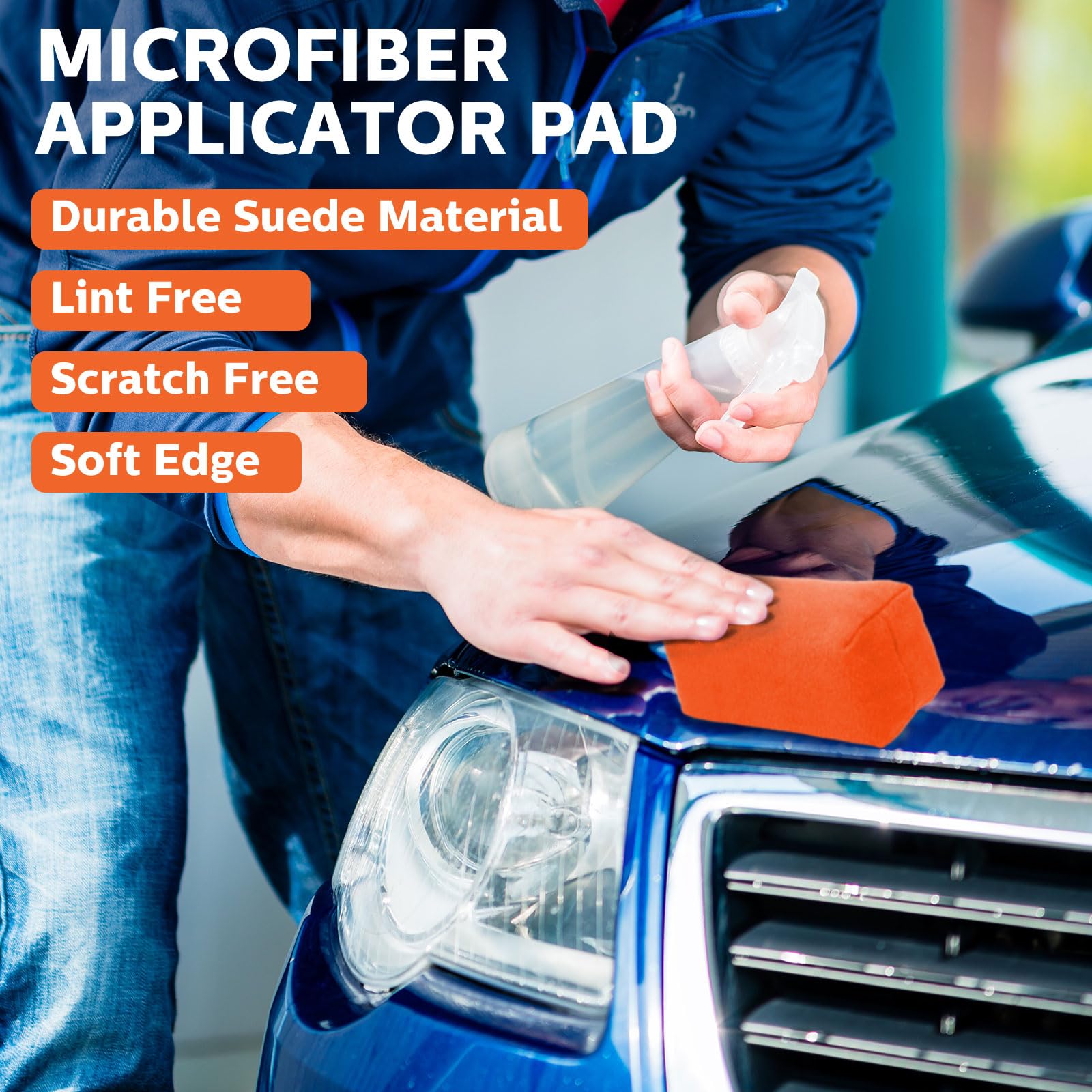 12 Pack Microfiber Applicator Pads Suede Car Detailing Sponge Ceramic Coating Applicator Pads Coating Sponge for Cars Graphene Metal Plastic Trim Ceramic Spray Applying Wax (12 Count)
