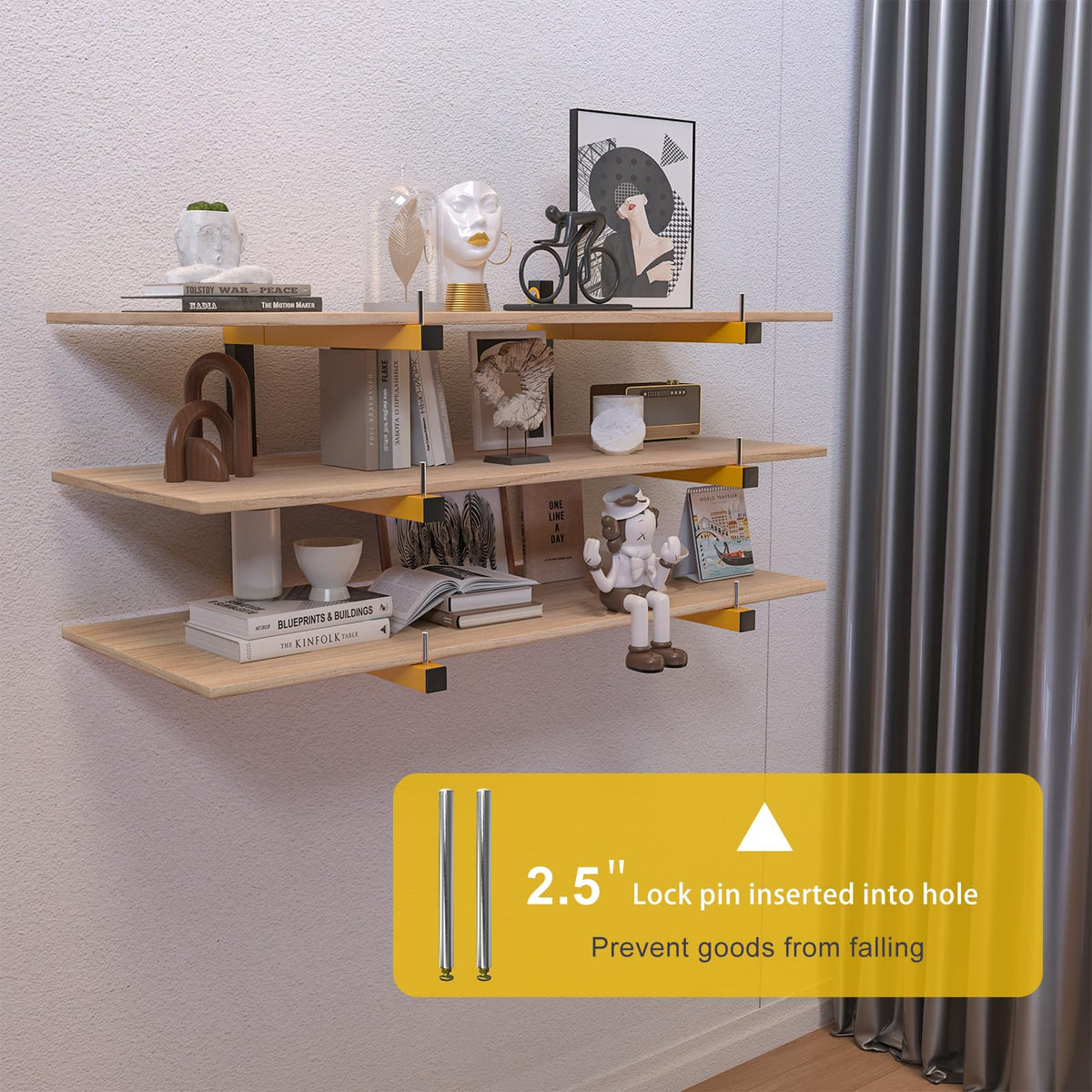 6 PACK Lumber Storage Rack Wall Mount Wood Organizer Storage Racks Heavy Duty Shelf Brackets with 9 (6 Count)