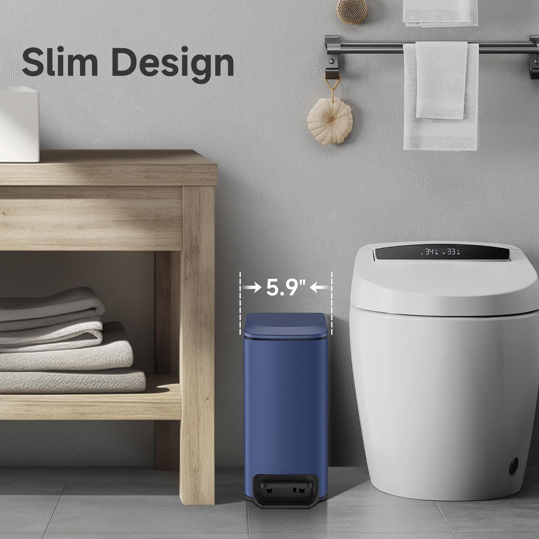 Small Bathroom Trash Can with Lid
