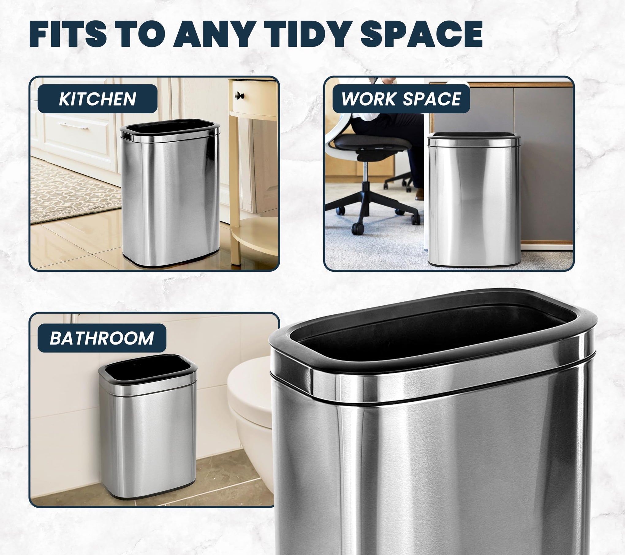 Stainless Steel Open Top Trash Can 10.5 Gallon